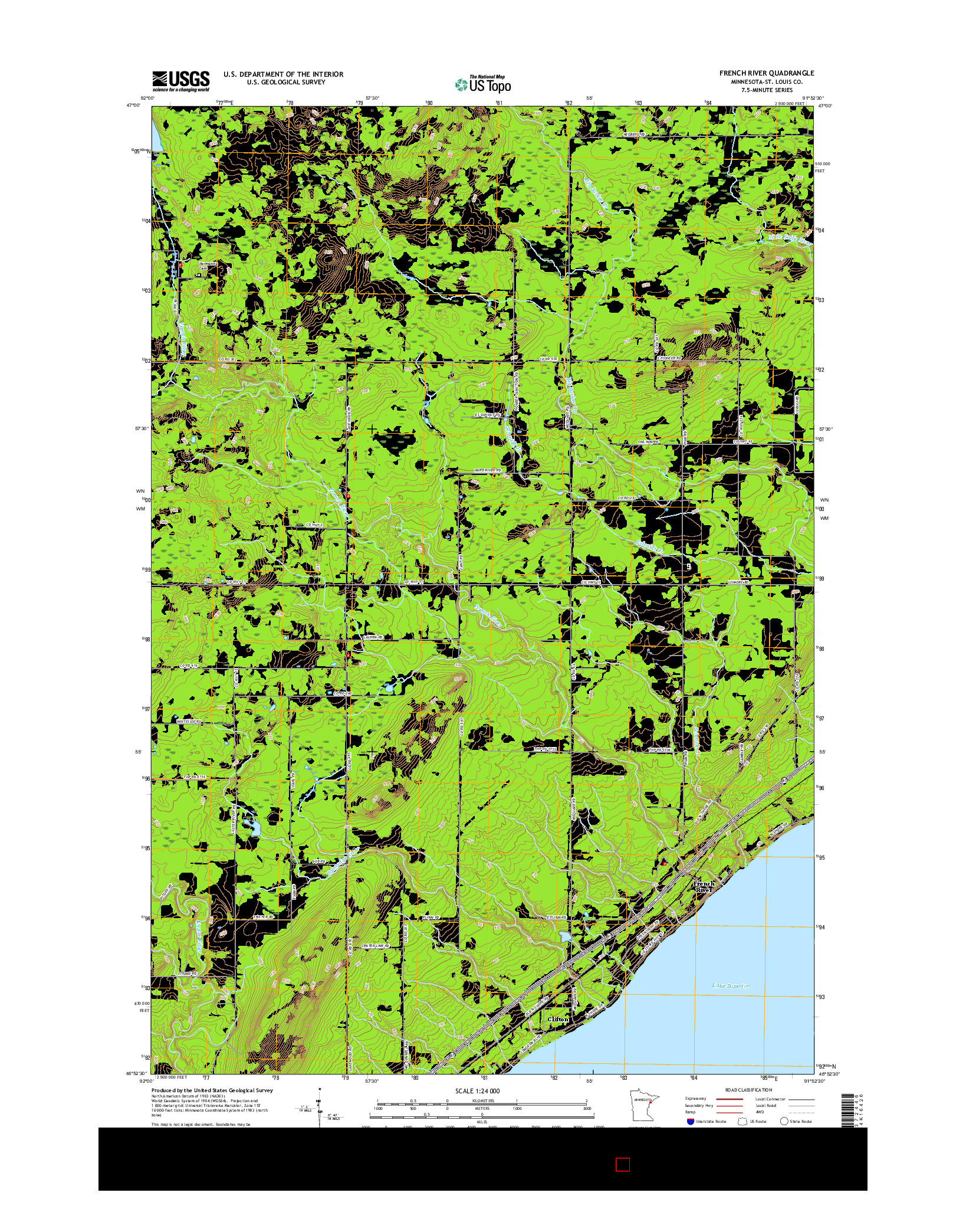 USGS US TOPO 7.5-MINUTE MAP FOR FRENCH RIVER, MN 2016