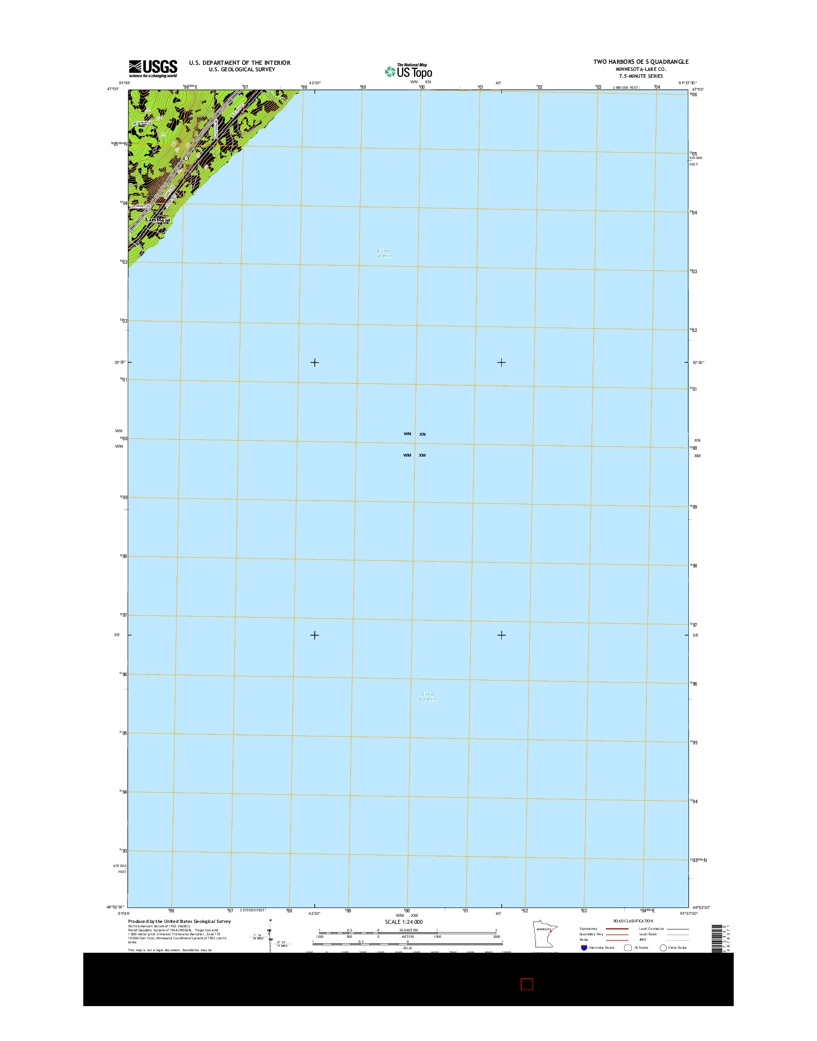 USGS US TOPO 7.5-MINUTE MAP FOR TWO HARBORS OE S, MN 2016