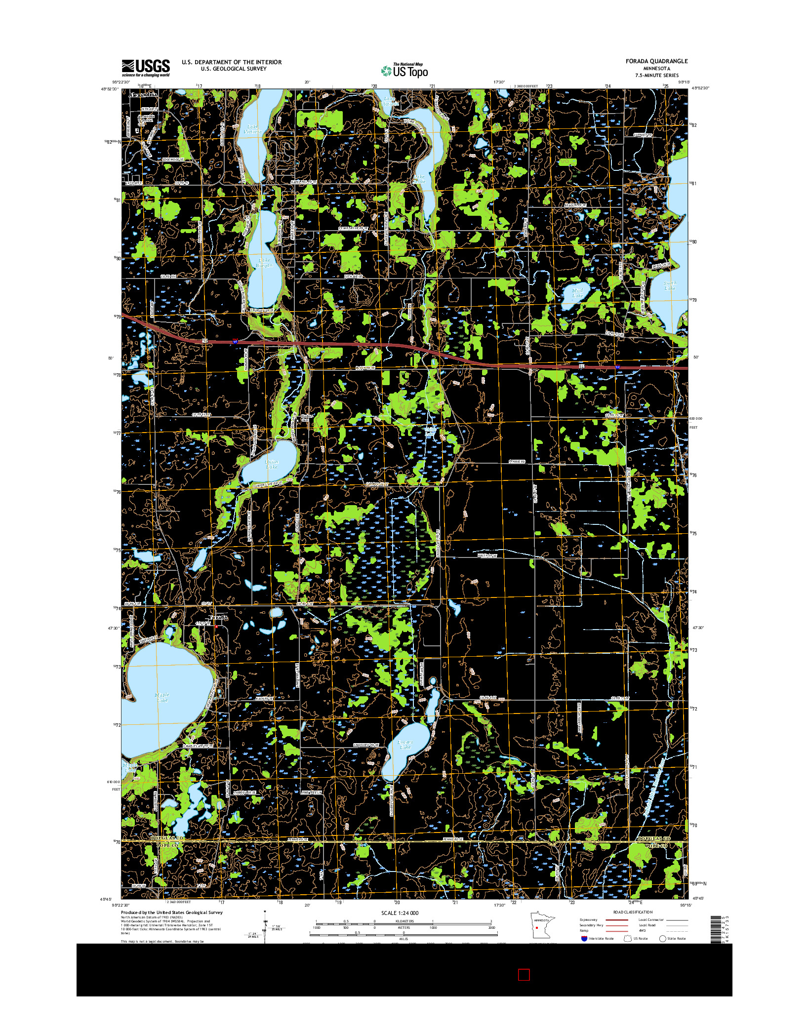 USGS US TOPO 7.5-MINUTE MAP FOR FORADA, MN 2016