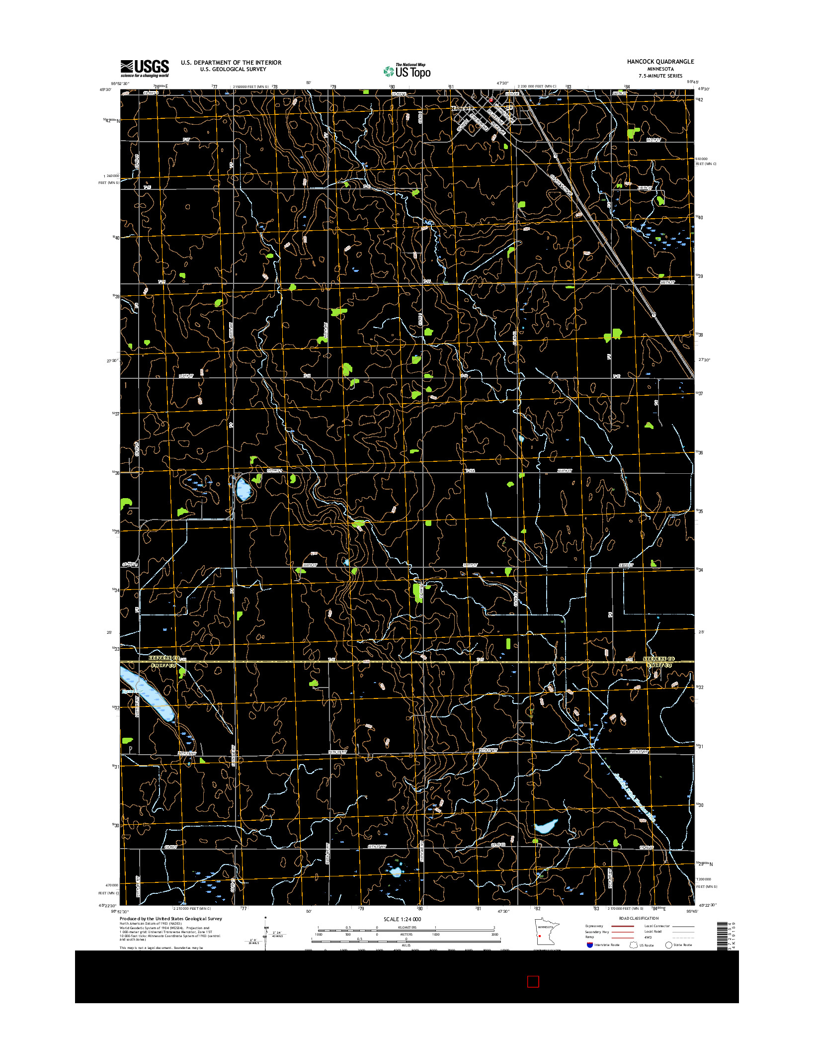 USGS US TOPO 7.5-MINUTE MAP FOR HANCOCK, MN 2016