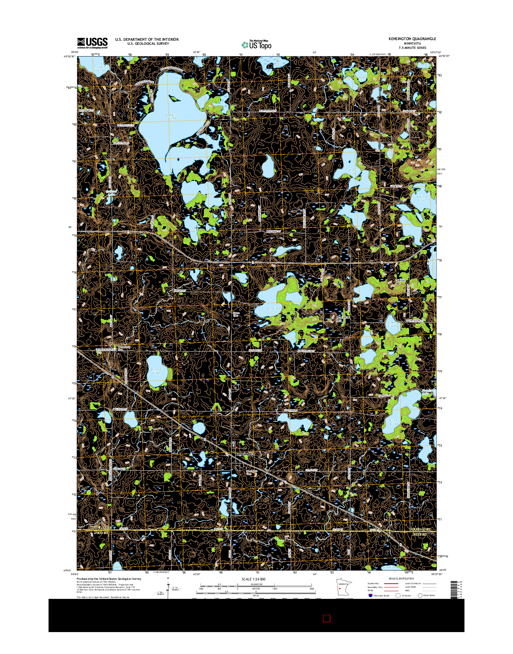 USGS US TOPO 7.5-MINUTE MAP FOR KENSINGTON, MN 2016