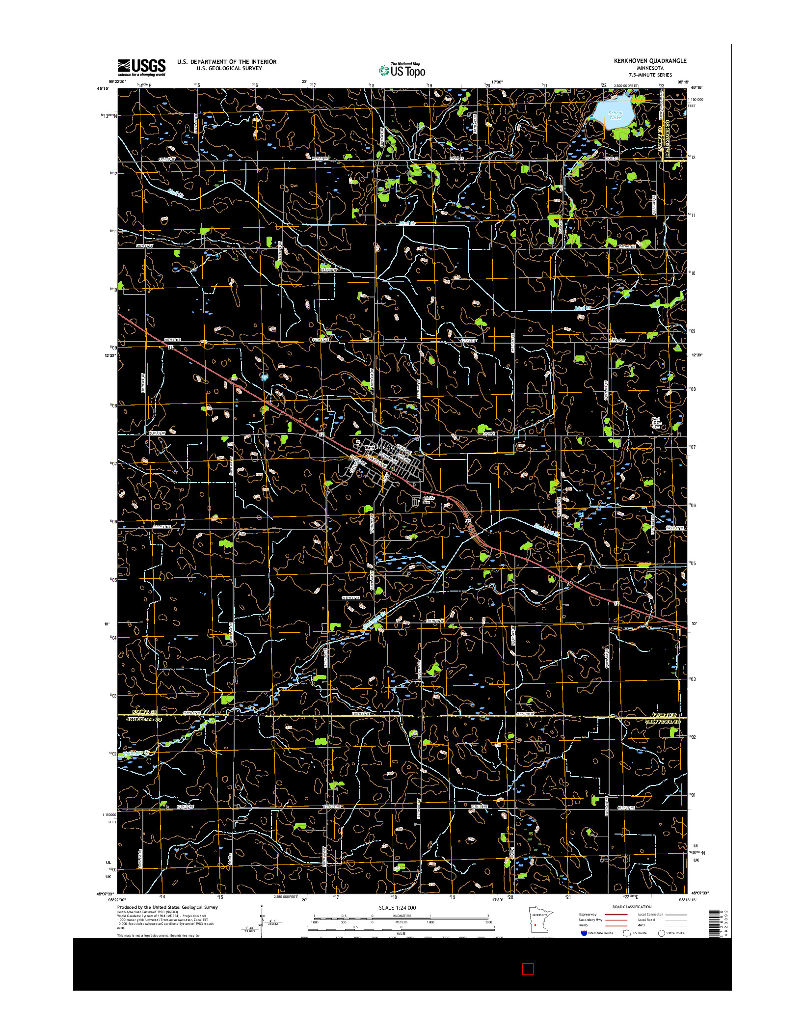 USGS US TOPO 7.5-MINUTE MAP FOR KERKHOVEN, MN 2016