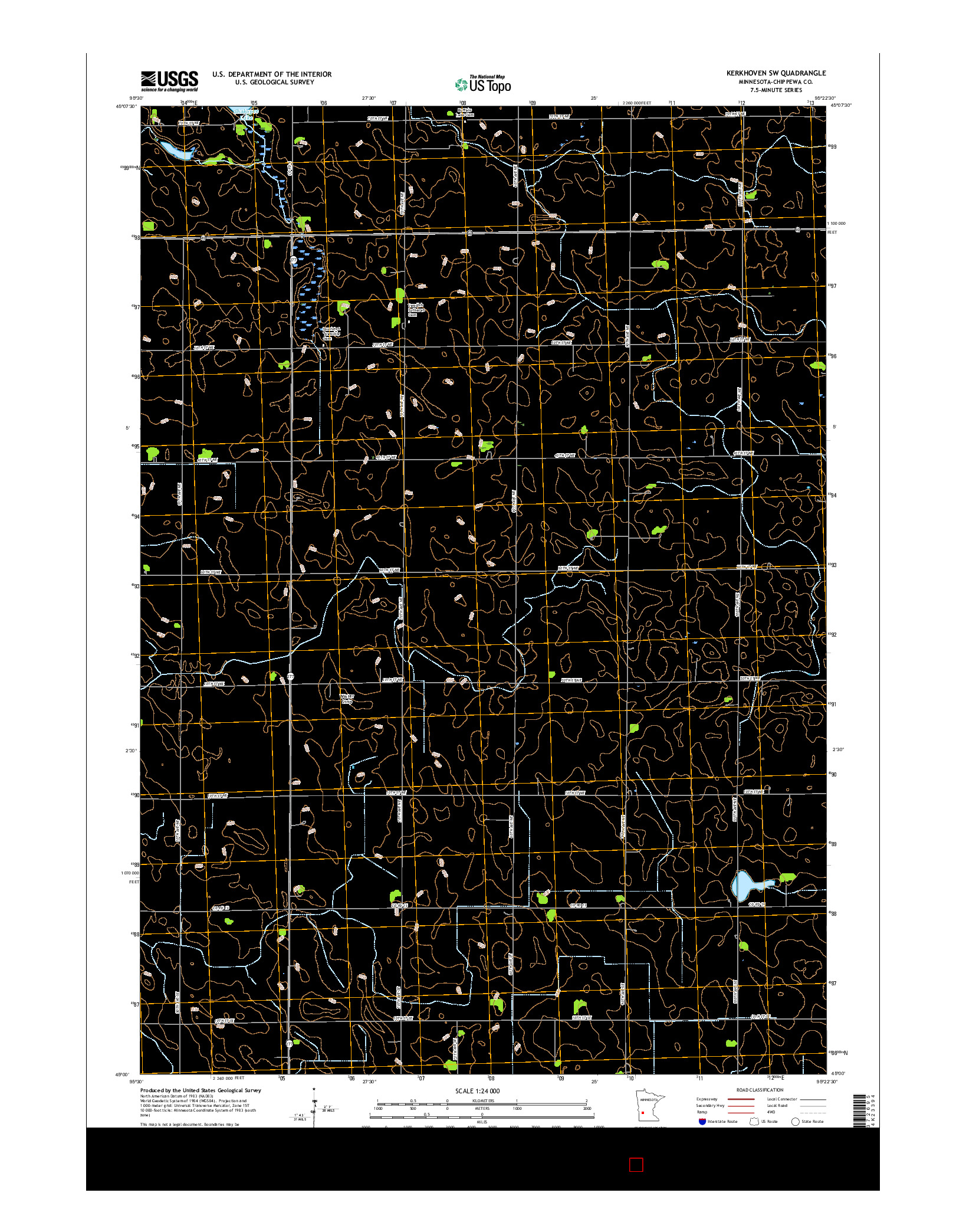USGS US TOPO 7.5-MINUTE MAP FOR KERKHOVEN SW, MN 2016