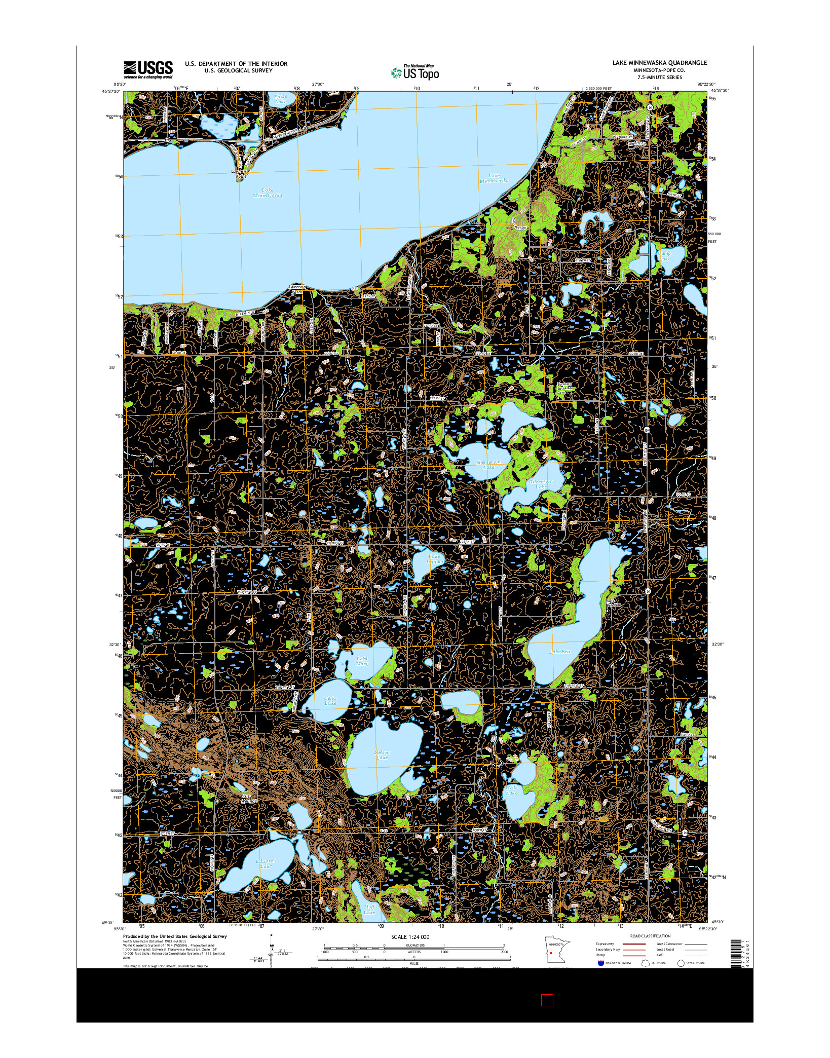 USGS US TOPO 7.5-MINUTE MAP FOR LAKE MINNEWASKA, MN 2016