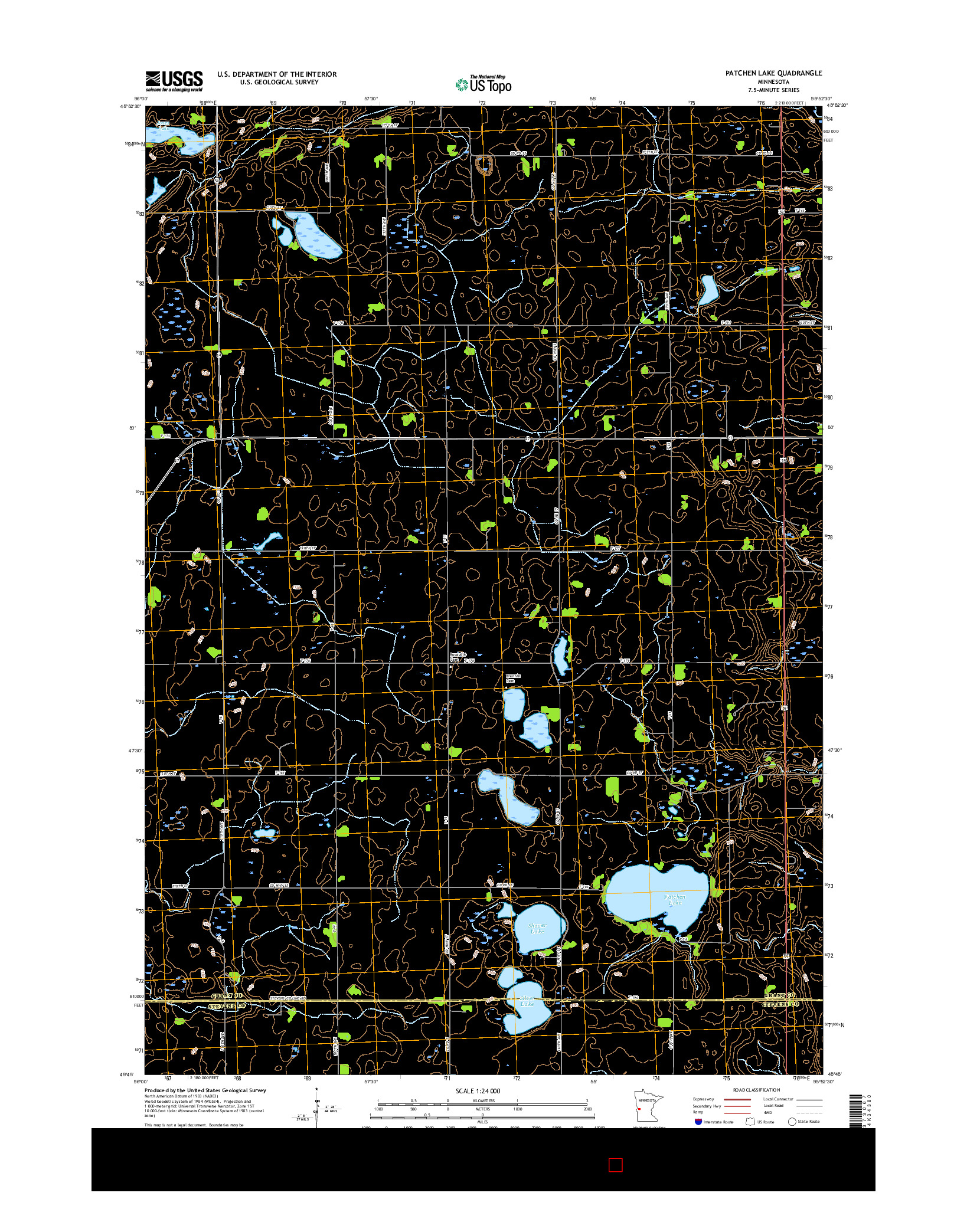 USGS US TOPO 7.5-MINUTE MAP FOR PATCHEN LAKE, MN 2016