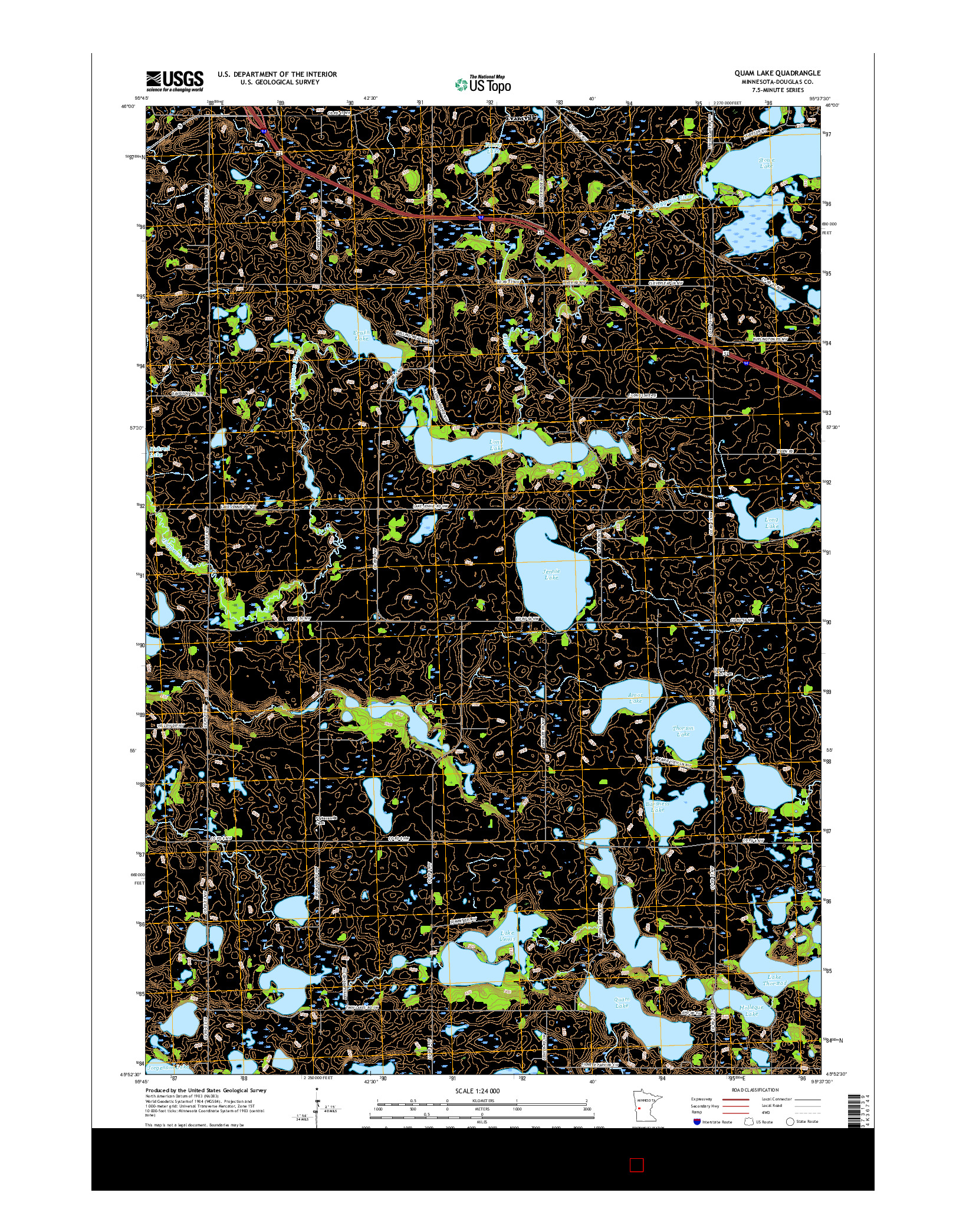 USGS US TOPO 7.5-MINUTE MAP FOR QUAM LAKE, MN 2016