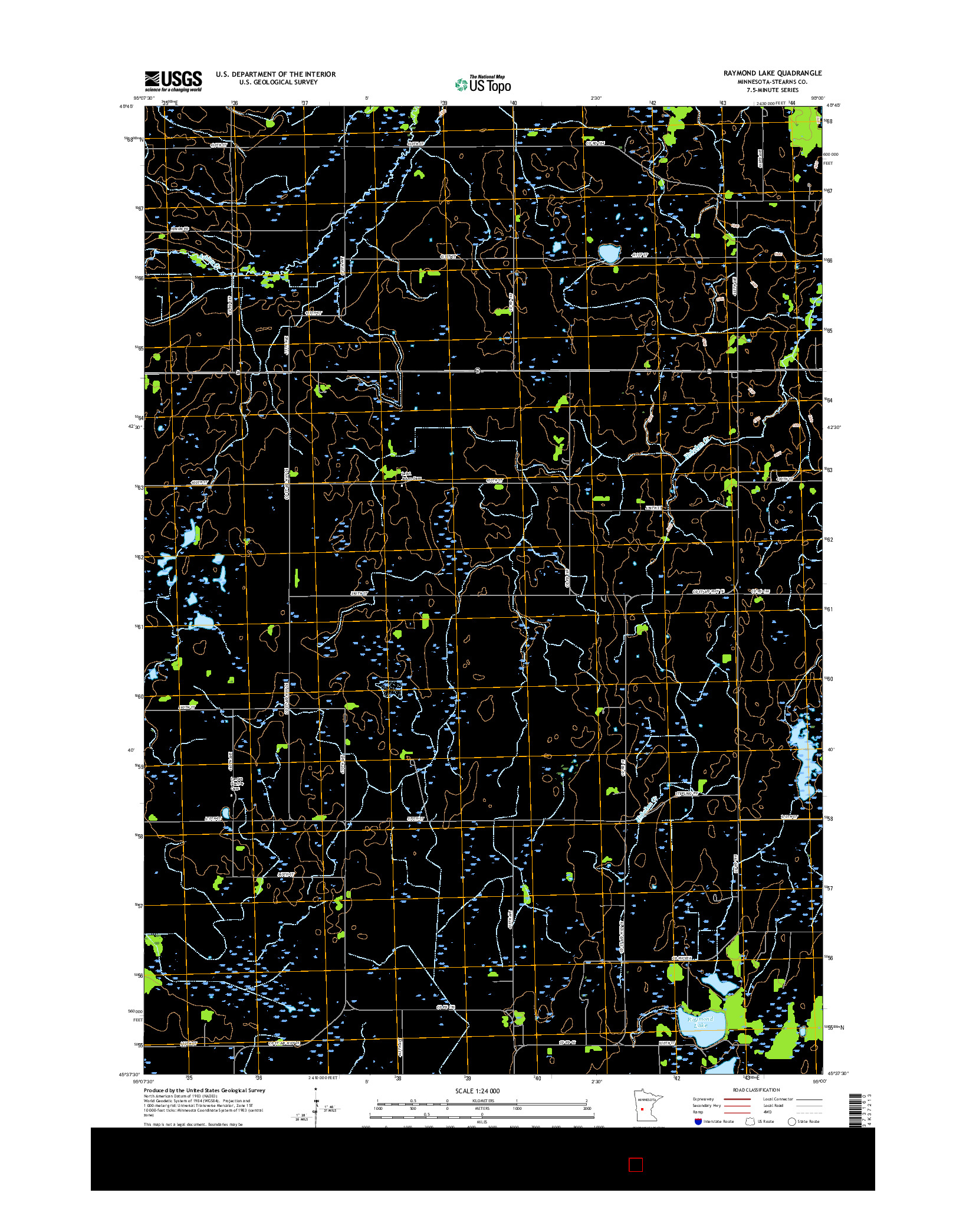 USGS US TOPO 7.5-MINUTE MAP FOR RAYMOND LAKE, MN 2016