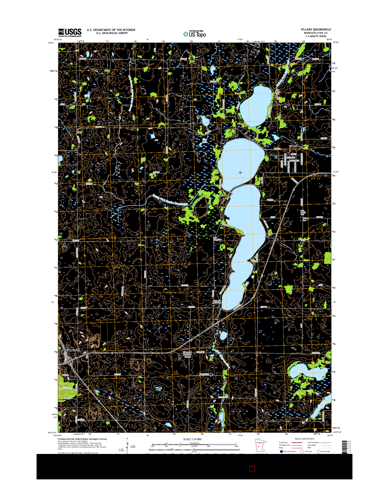 USGS US TOPO 7.5-MINUTE MAP FOR VILLARD, MN 2016