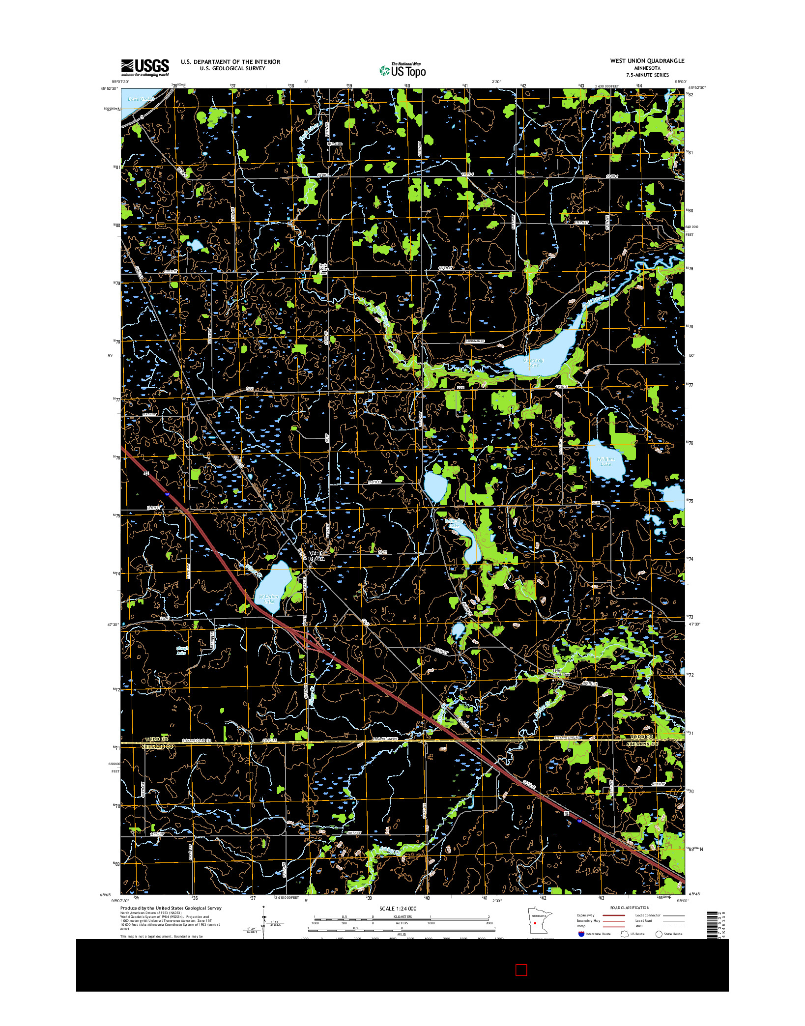 USGS US TOPO 7.5-MINUTE MAP FOR WEST UNION, MN 2016