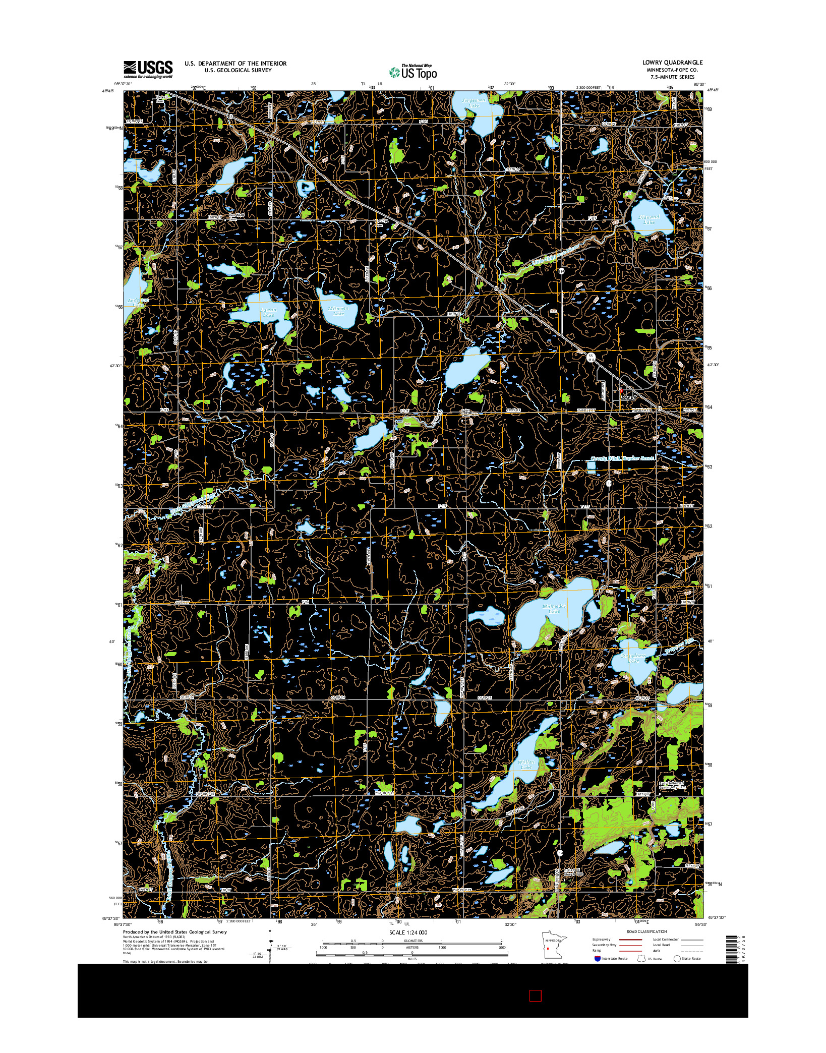 USGS US TOPO 7.5-MINUTE MAP FOR LOWRY, MN 2016