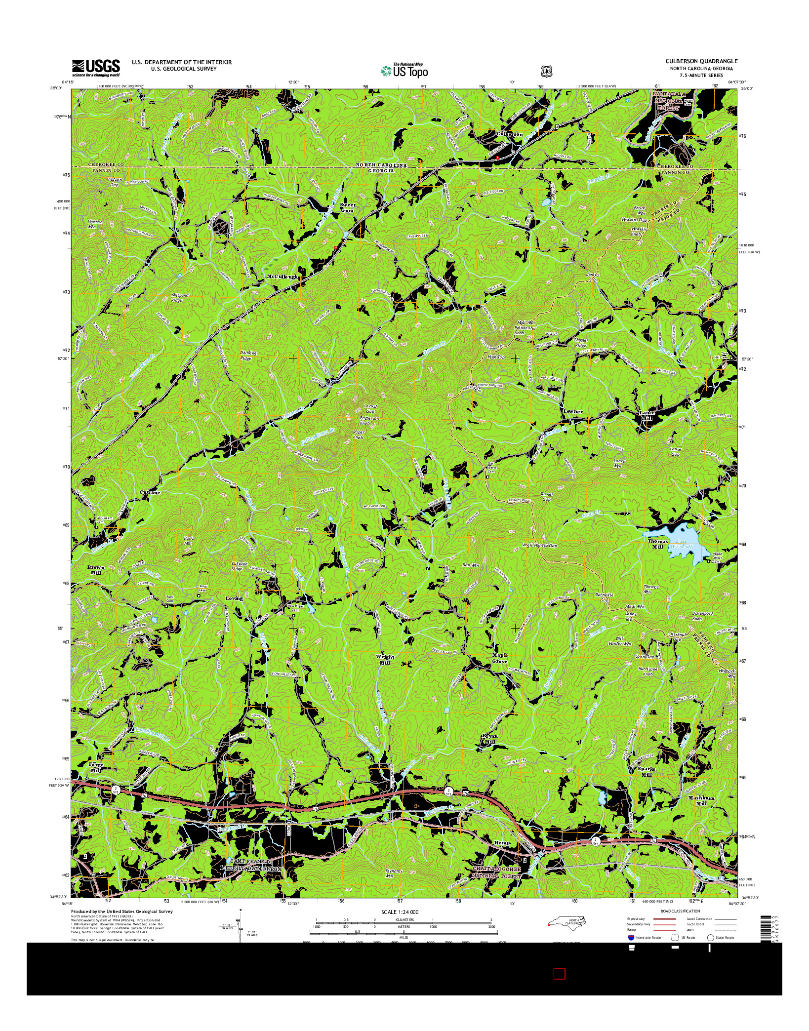 USGS US TOPO 7.5-MINUTE MAP FOR CULBERSON, NC-GA 2016