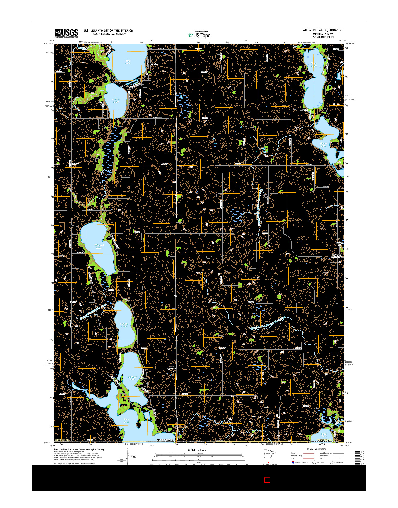 USGS US TOPO 7.5-MINUTE MAP FOR WILLMERT LAKE, MN-IA 2016