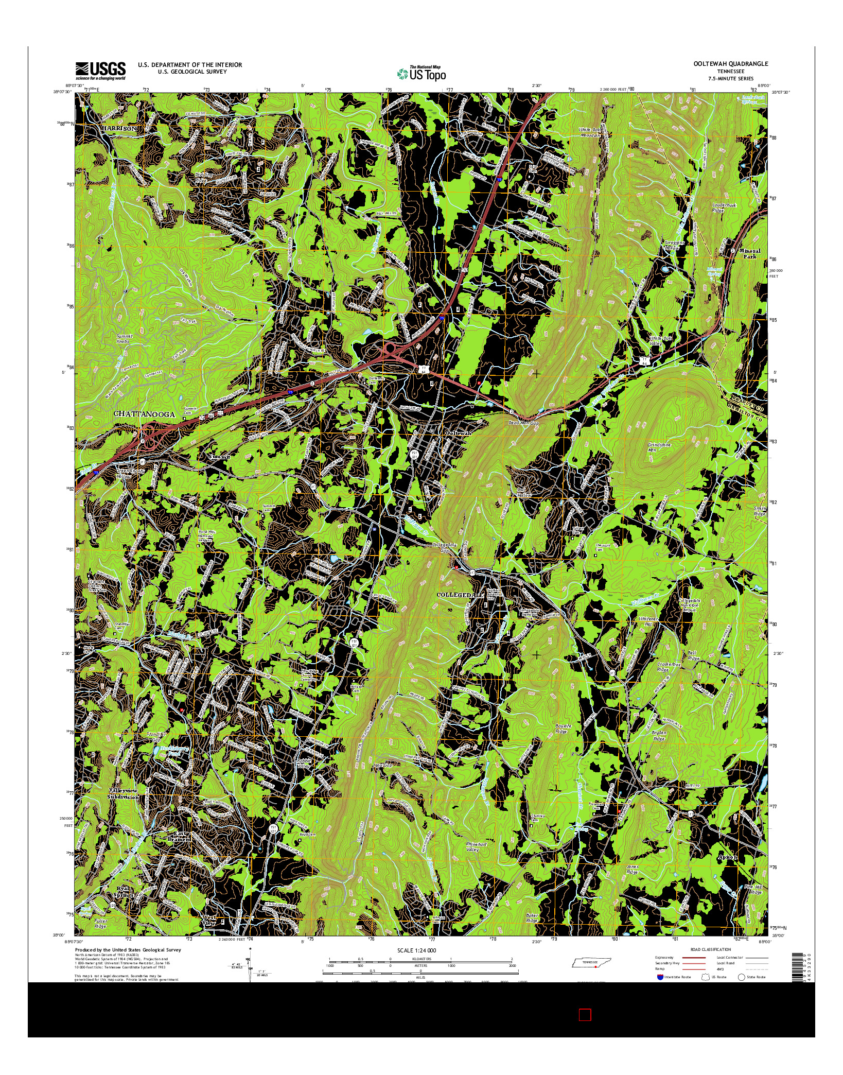 USGS US TOPO 7.5-MINUTE MAP FOR OOLTEWAH, TN 2016