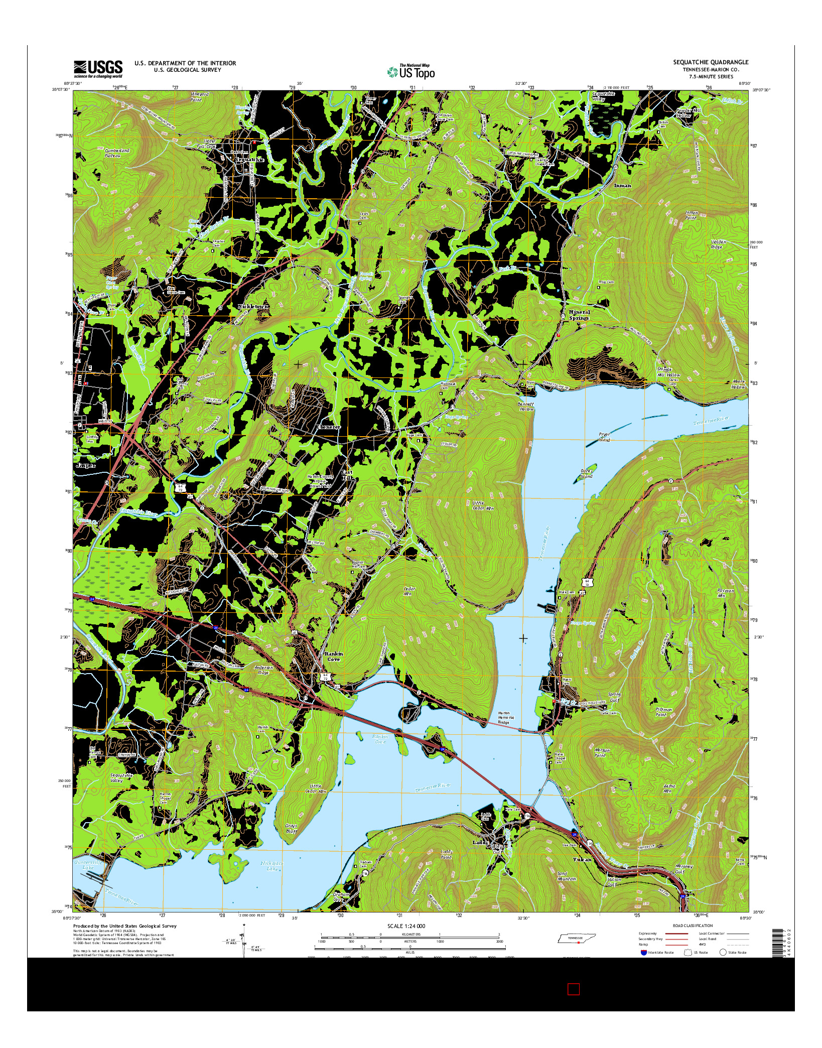 USGS US TOPO 7.5-MINUTE MAP FOR SEQUATCHIE, TN 2016