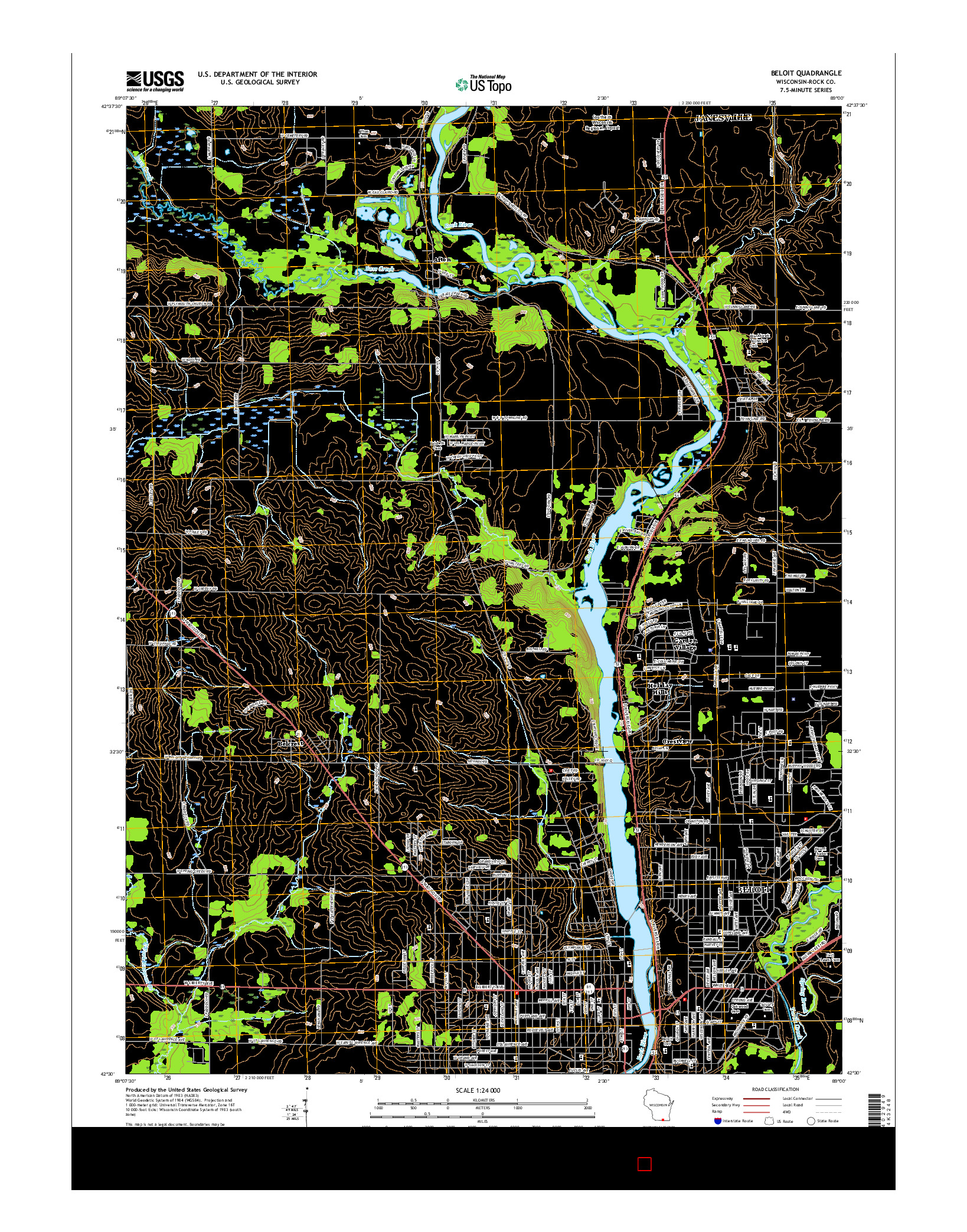 USGS US TOPO 7.5-MINUTE MAP FOR BELOIT, WI 2016