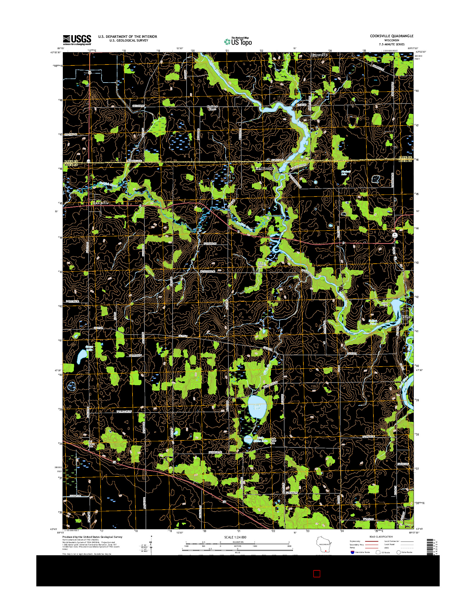USGS US TOPO 7.5-MINUTE MAP FOR COOKSVILLE, WI 2016