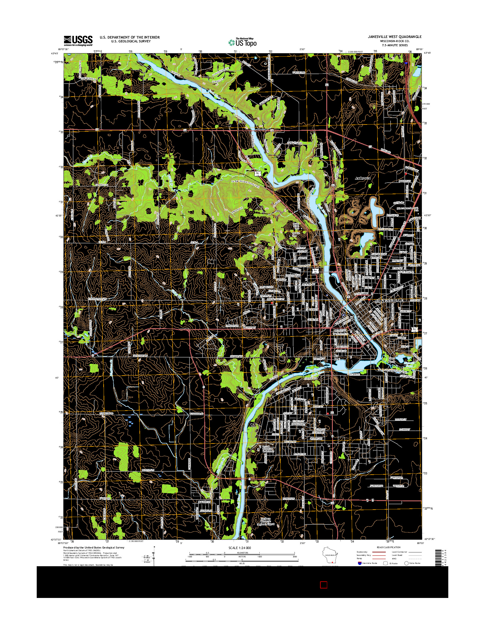 USGS US TOPO 7.5-MINUTE MAP FOR JANESVILLE WEST, WI 2016