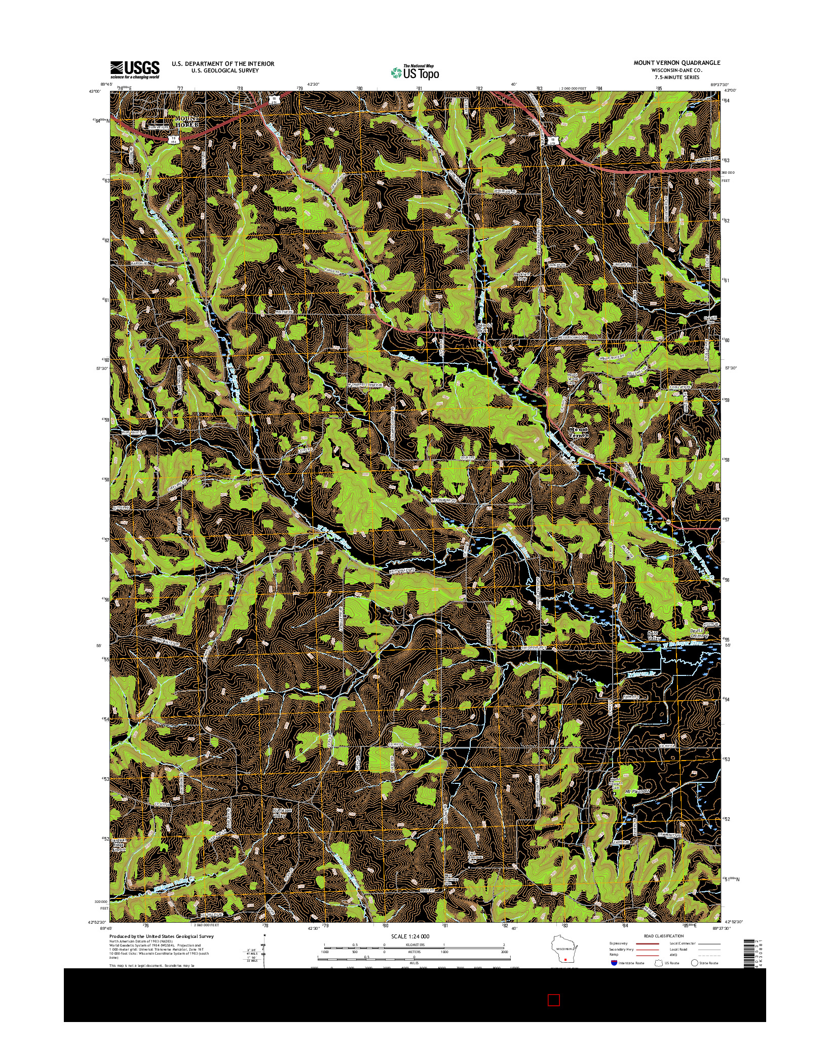 USGS US TOPO 7.5-MINUTE MAP FOR MOUNT VERNON, WI 2016