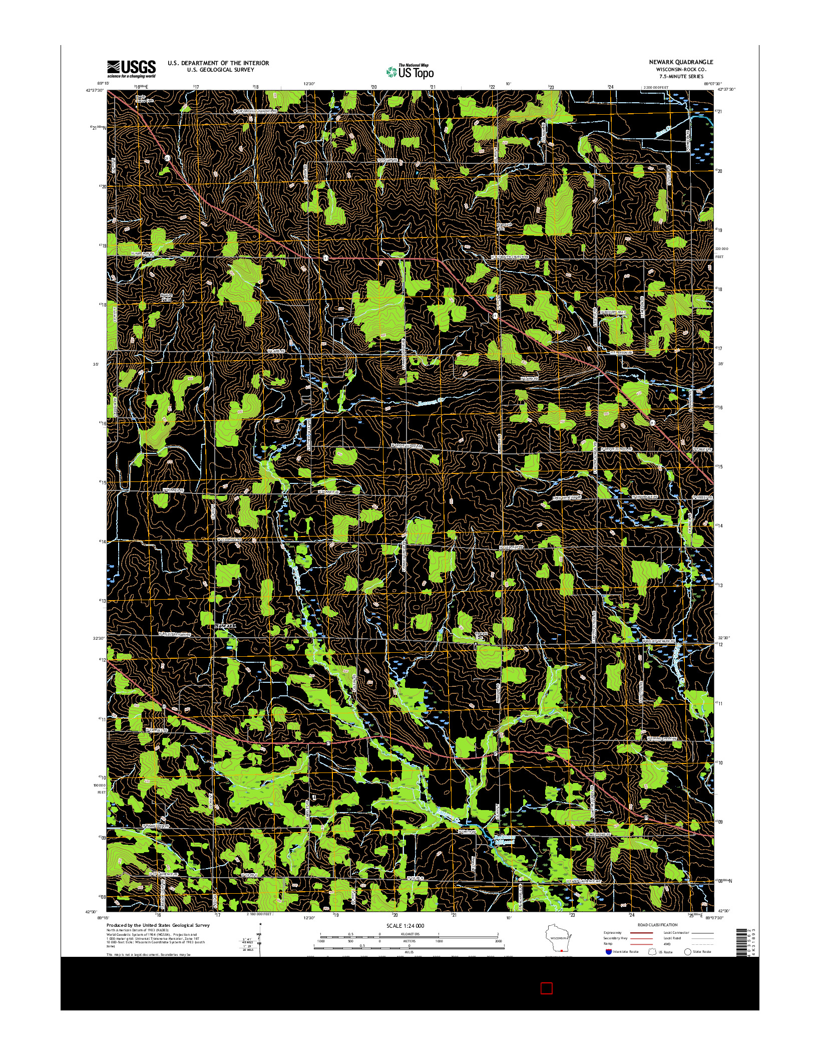USGS US TOPO 7.5-MINUTE MAP FOR NEWARK, WI 2016