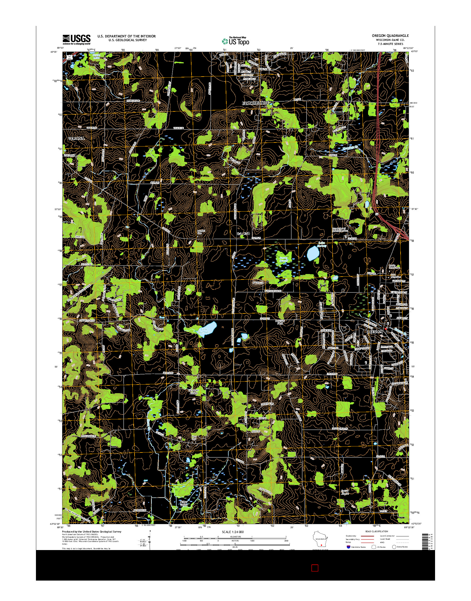 USGS US TOPO 7.5-MINUTE MAP FOR OREGON, WI 2016