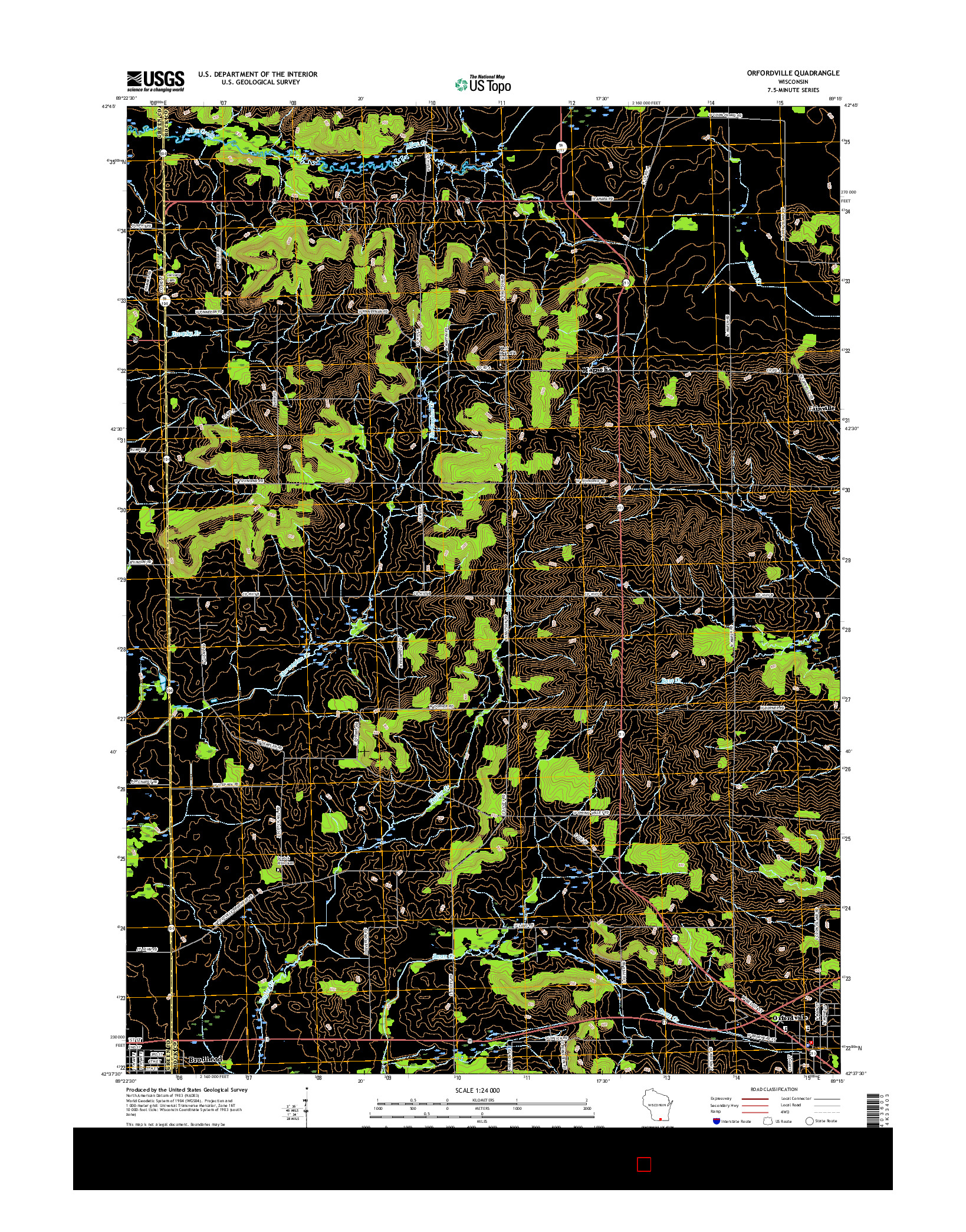 USGS US TOPO 7.5-MINUTE MAP FOR ORFORDVILLE, WI 2016