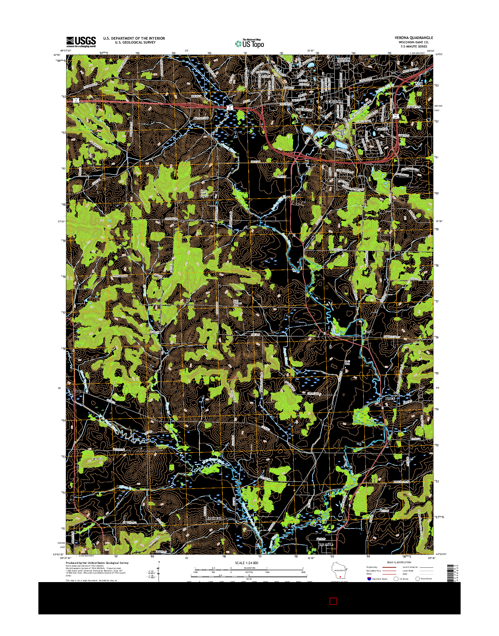 USGS US TOPO 7.5-MINUTE MAP FOR VERONA, WI 2016