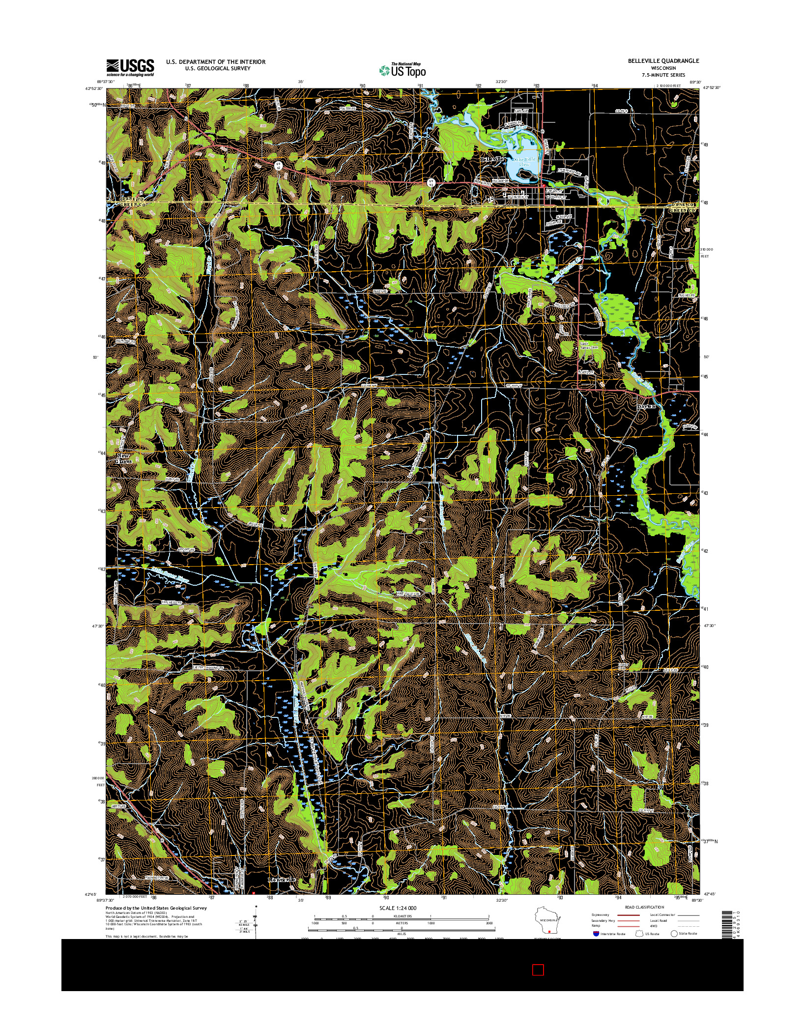 USGS US TOPO 7.5-MINUTE MAP FOR BELLEVILLE, WI 2016
