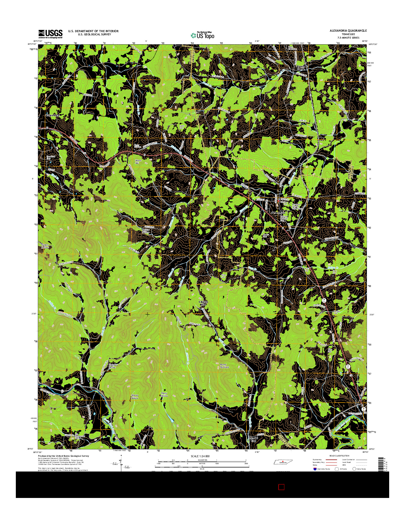 USGS US TOPO 7.5-MINUTE MAP FOR ALEXANDRIA, TN 2016