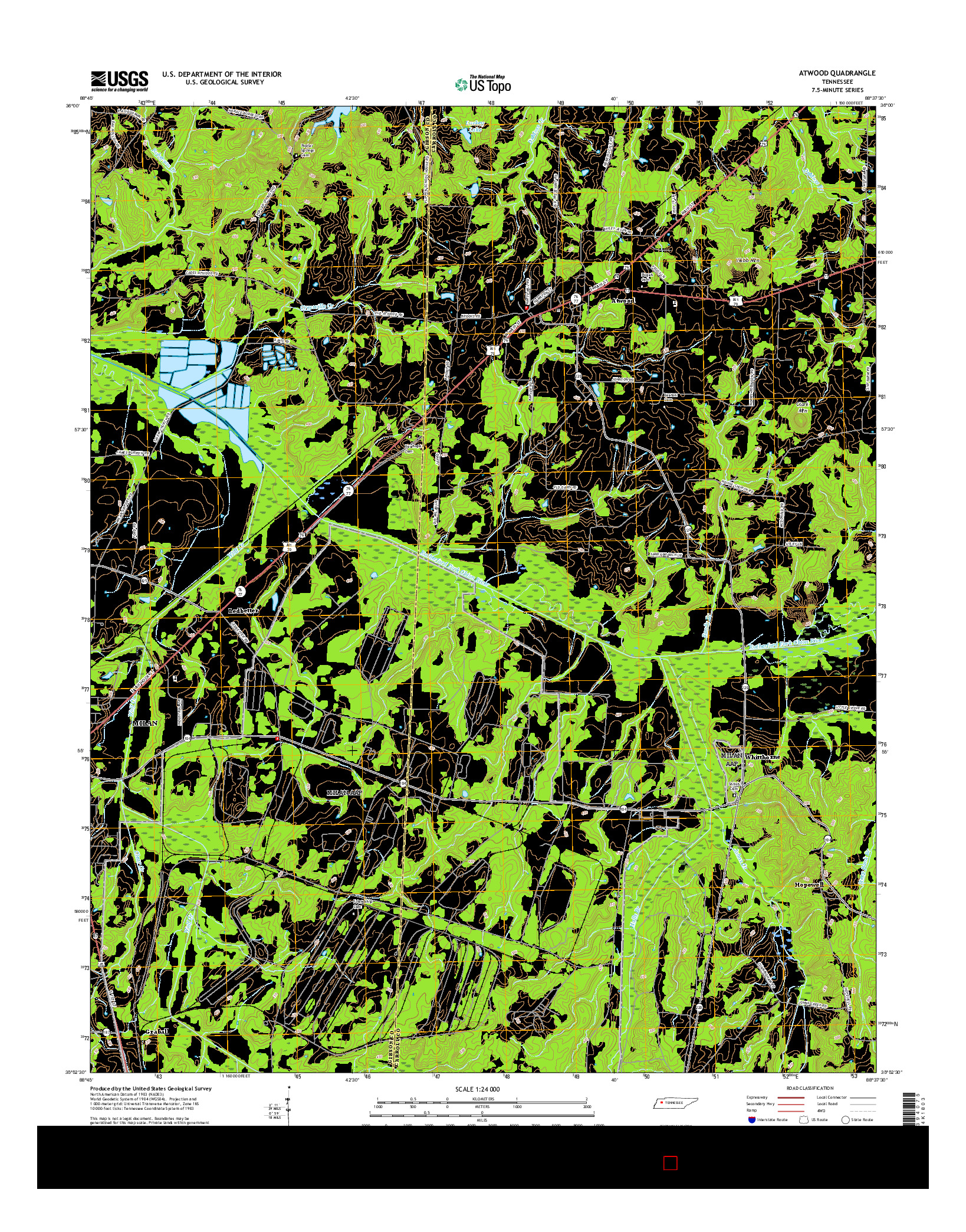 USGS US TOPO 7.5-MINUTE MAP FOR ATWOOD, TN 2016