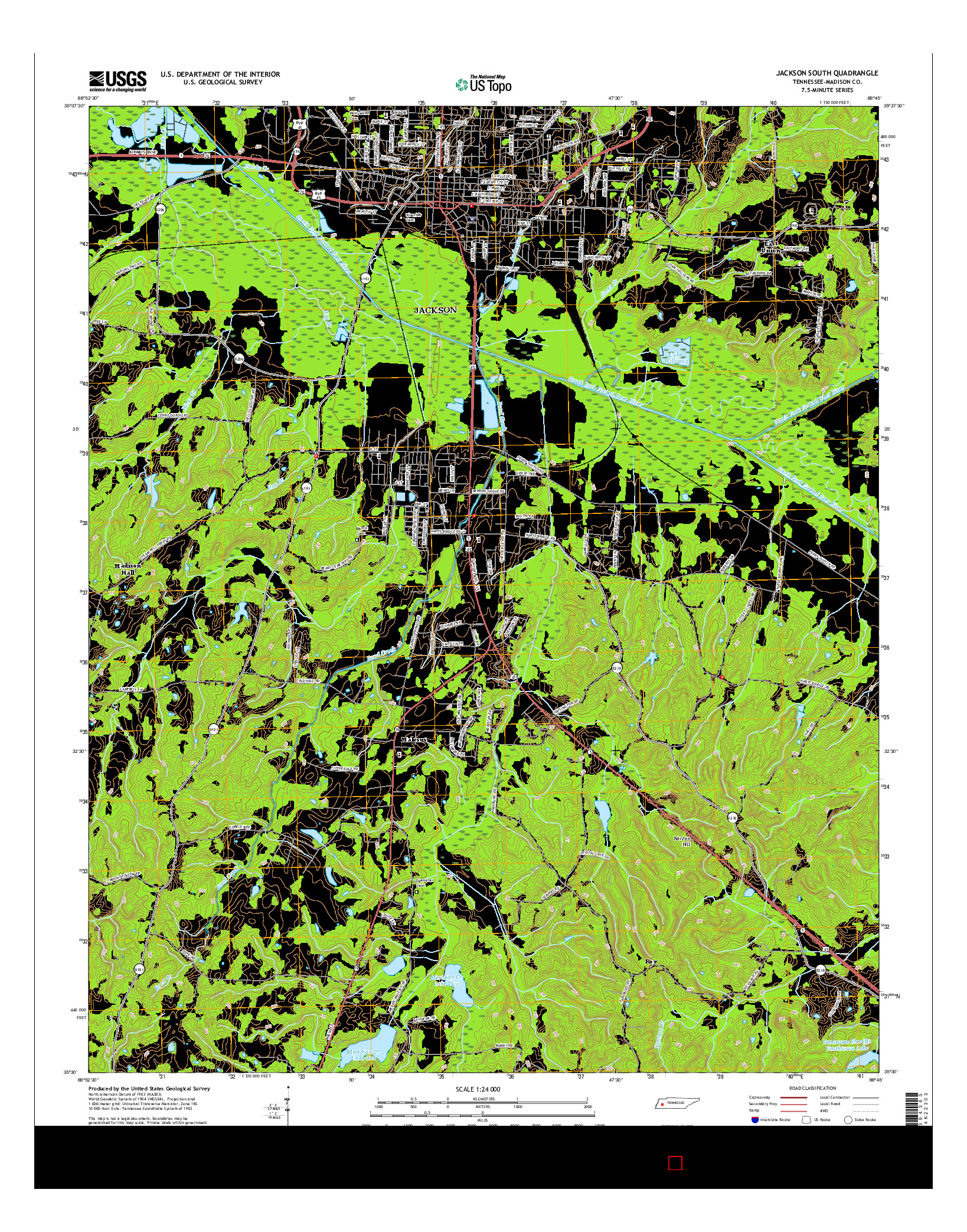 USGS US TOPO 7.5-MINUTE MAP FOR JACKSON SOUTH, TN 2016