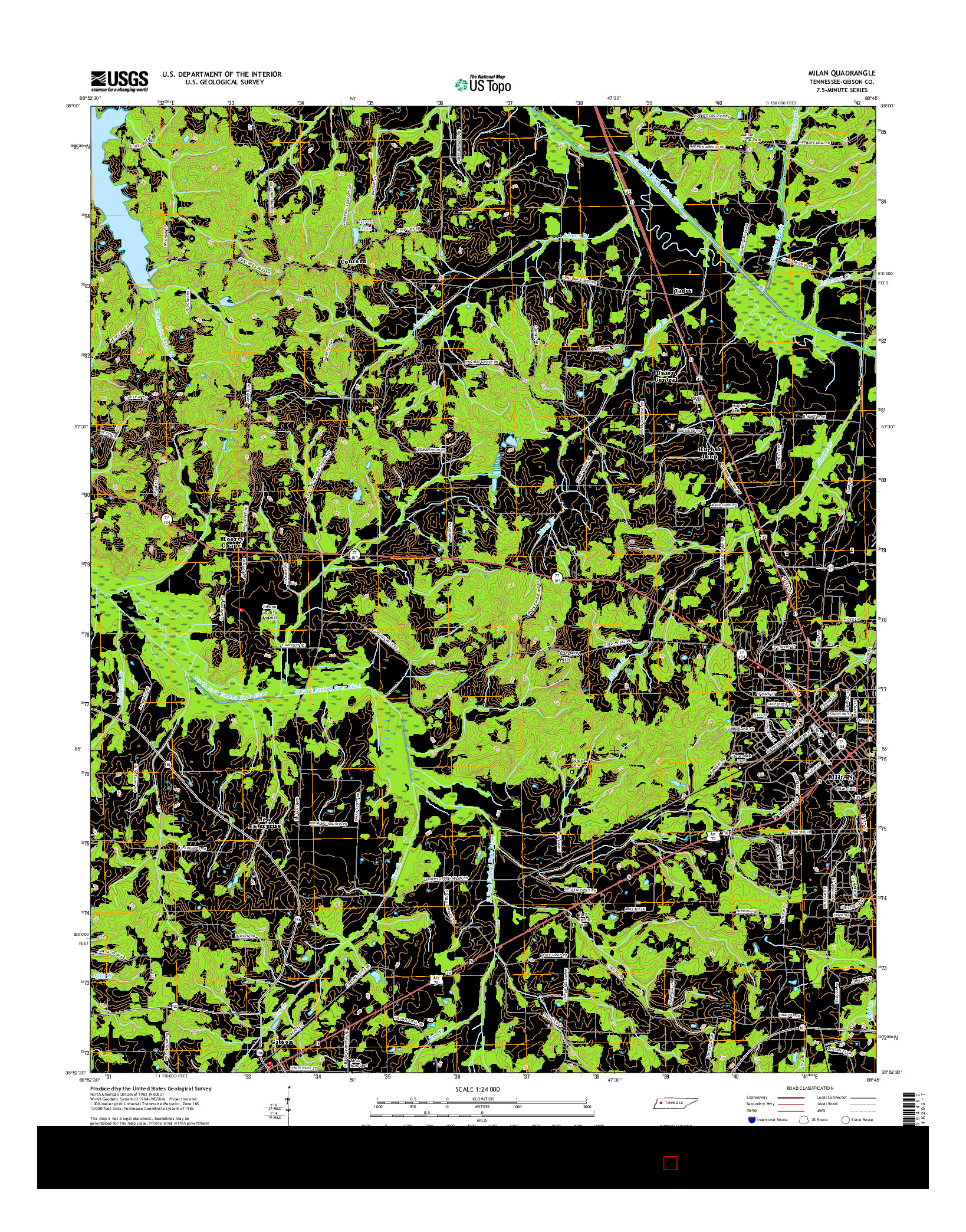 USGS US TOPO 7.5-MINUTE MAP FOR MILAN, TN 2016