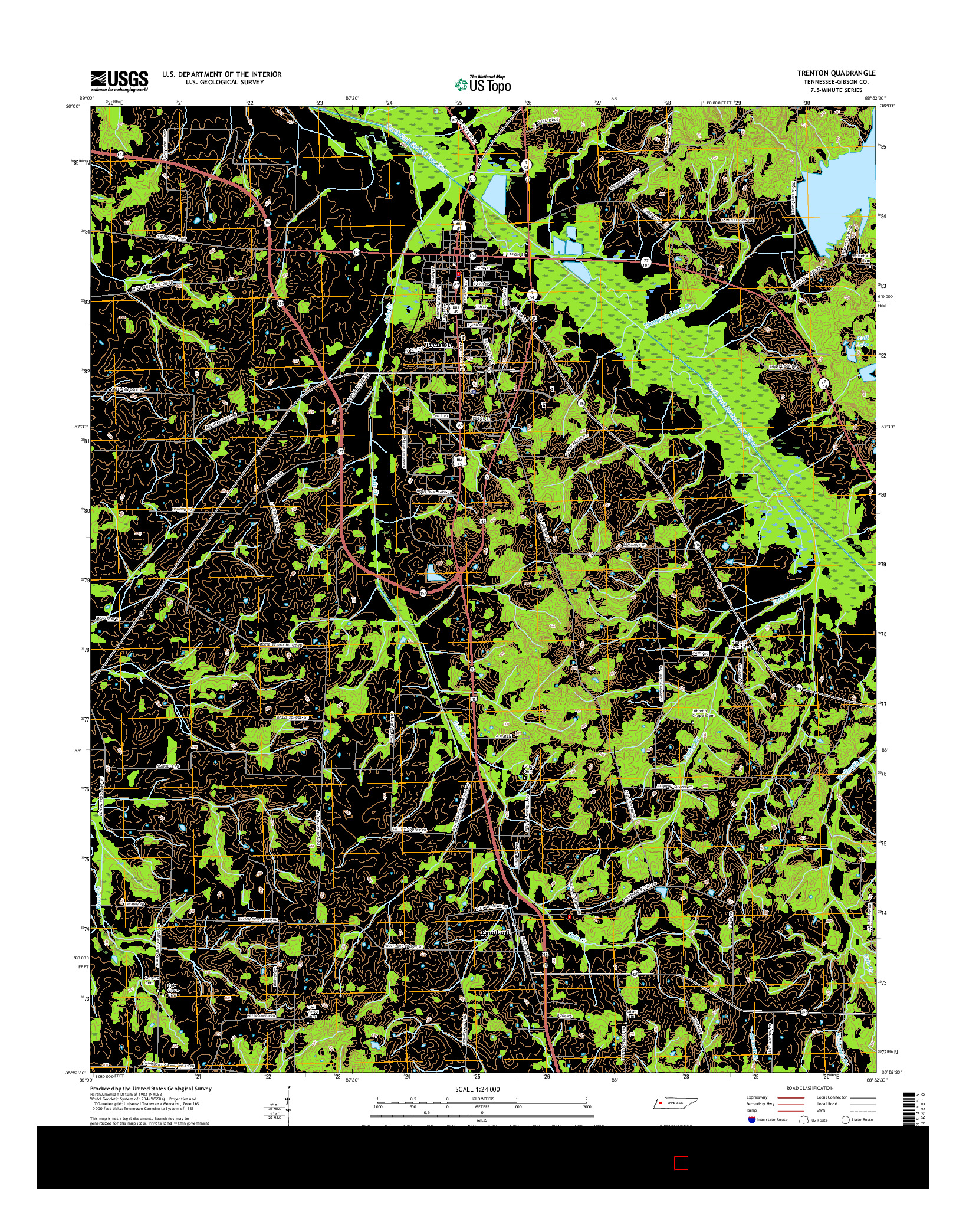 USGS US TOPO 7.5-MINUTE MAP FOR TRENTON, TN 2016