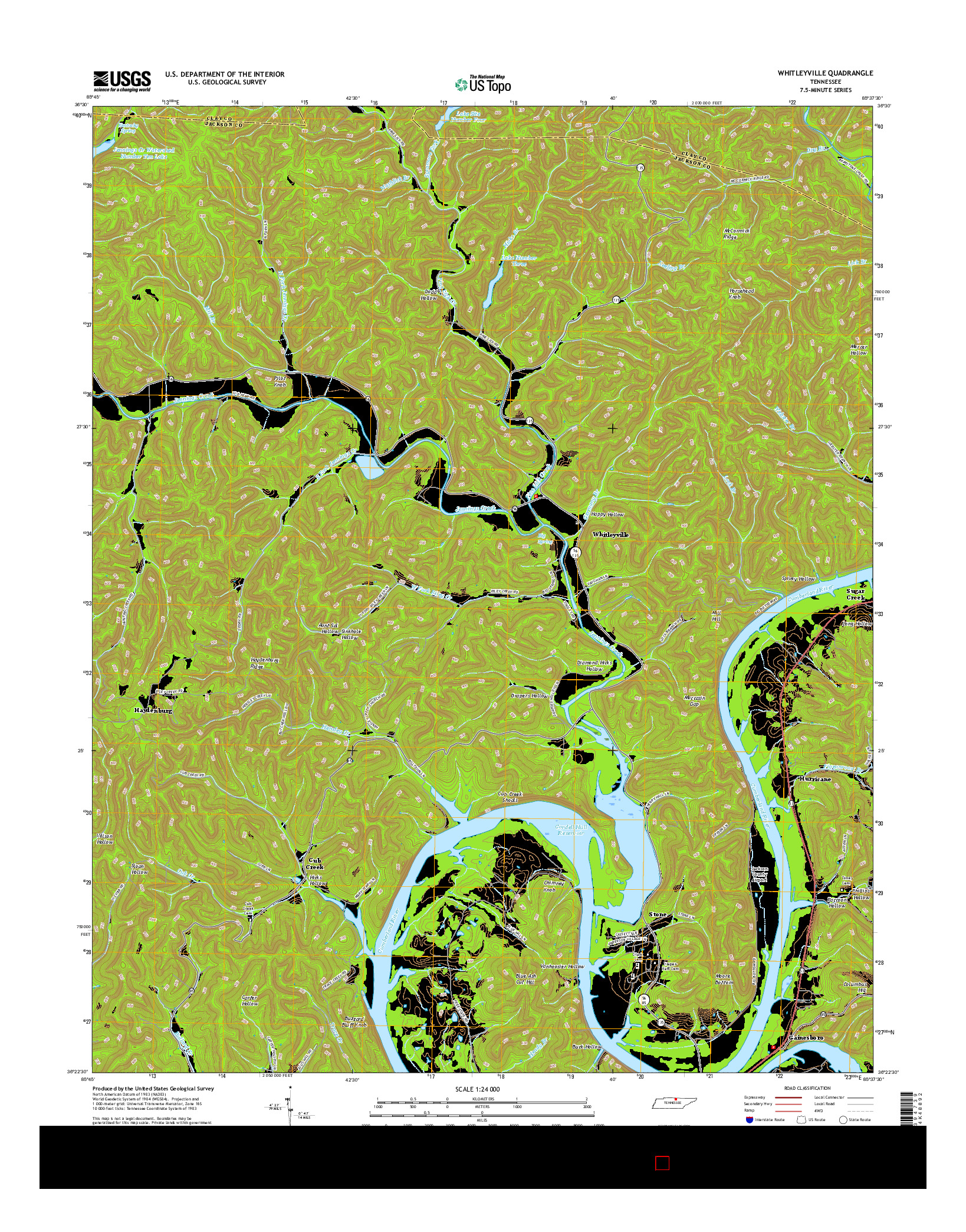 USGS US TOPO 7.5-MINUTE MAP FOR WHITLEYVILLE, TN 2016