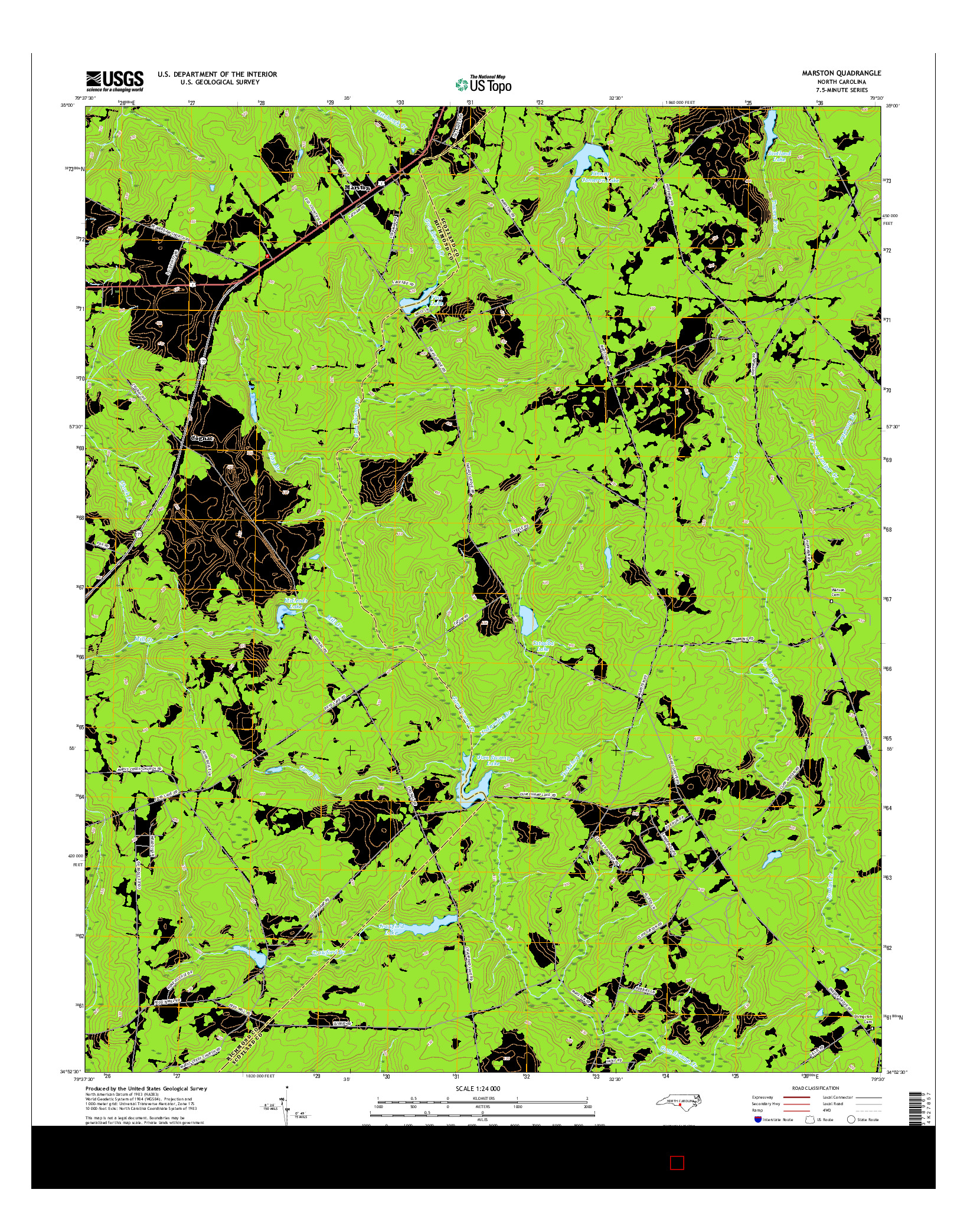 USGS US TOPO 7.5-MINUTE MAP FOR MARSTON, NC 2016