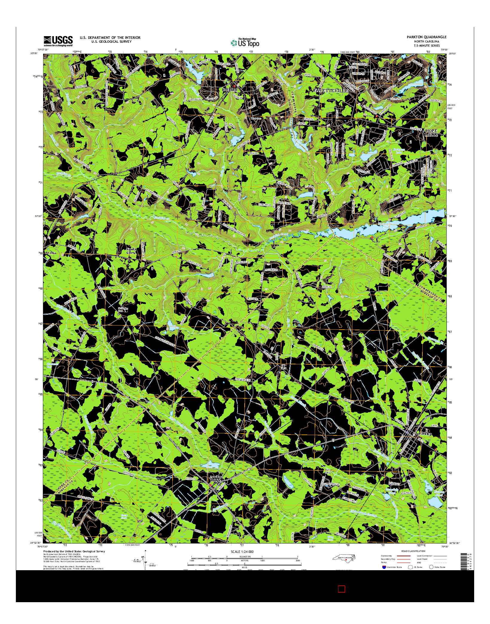 USGS US TOPO 7.5-MINUTE MAP FOR PARKTON, NC 2016