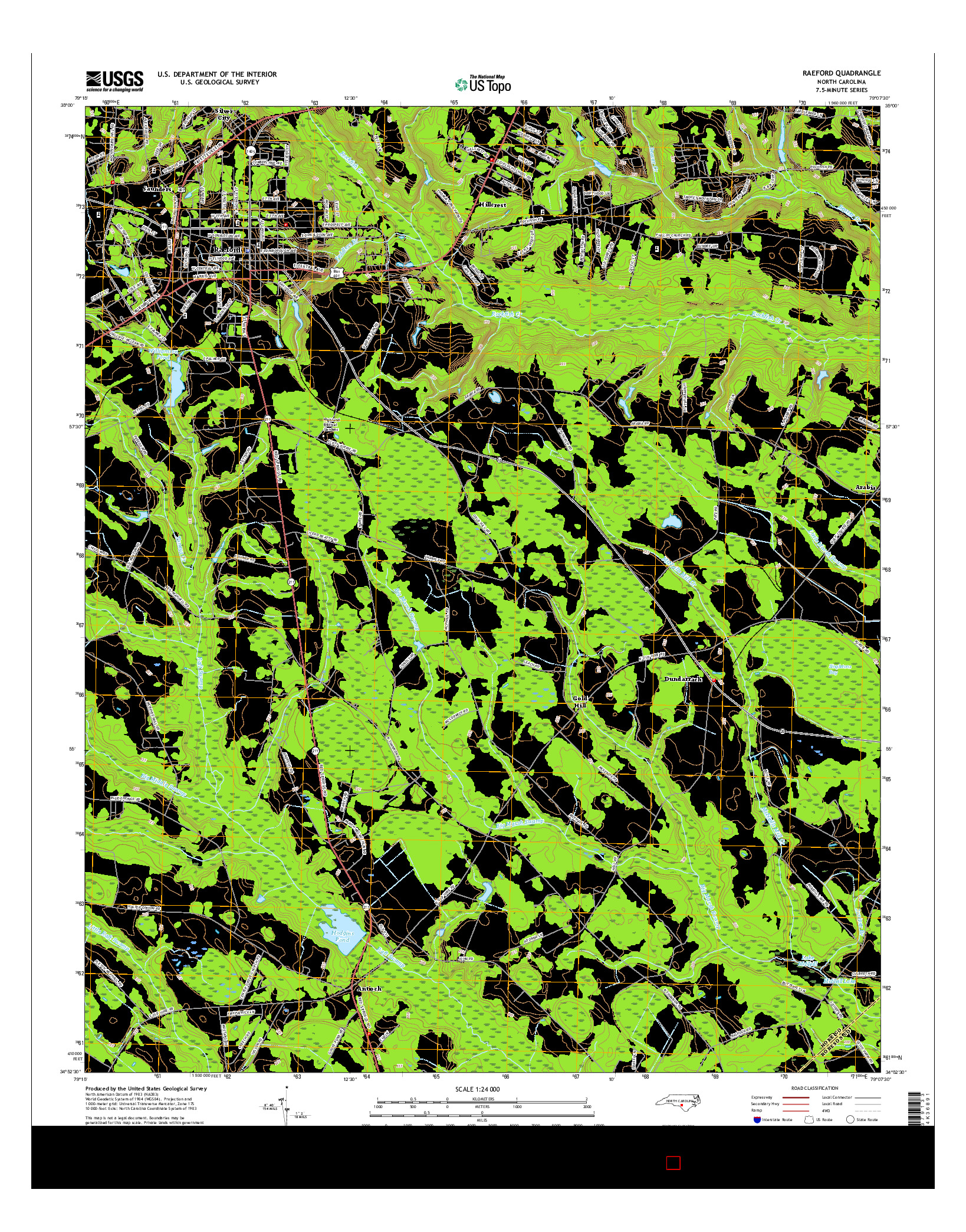 USGS US TOPO 7.5-MINUTE MAP FOR RAEFORD, NC 2016