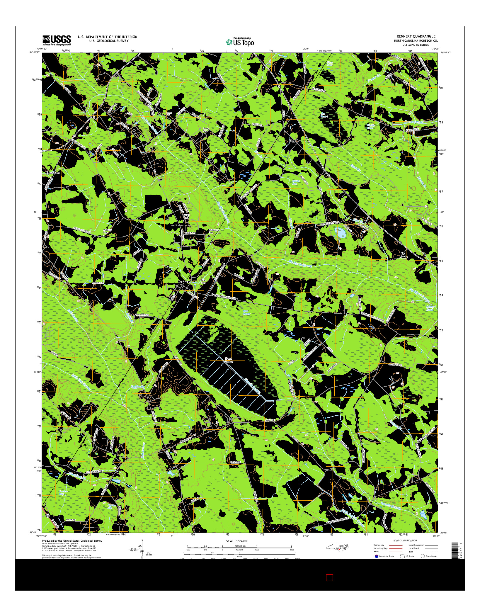 USGS US TOPO 7.5-MINUTE MAP FOR RENNERT, NC 2016