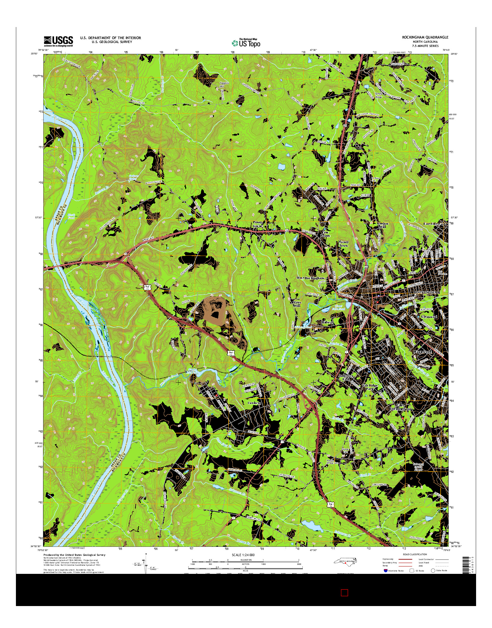 USGS US TOPO 7.5-MINUTE MAP FOR ROCKINGHAM, NC 2016