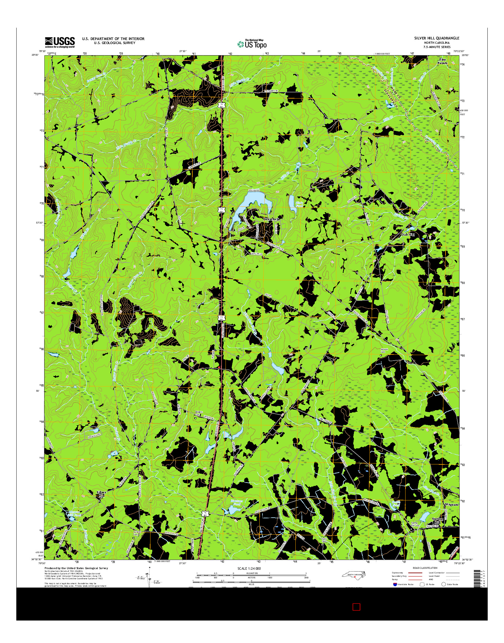 USGS US TOPO 7.5-MINUTE MAP FOR SILVER HILL, NC 2016