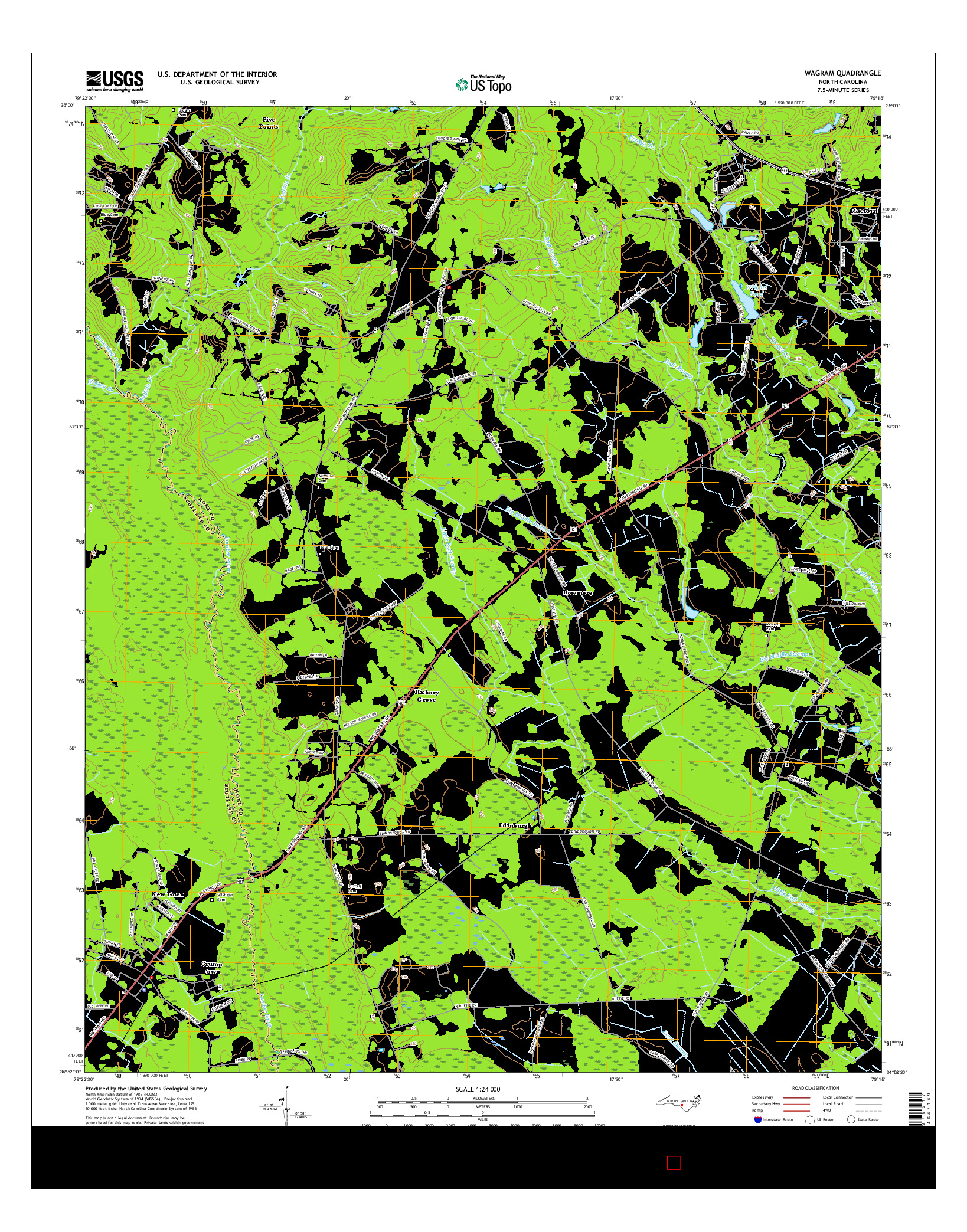 USGS US TOPO 7.5-MINUTE MAP FOR WAGRAM, NC 2016