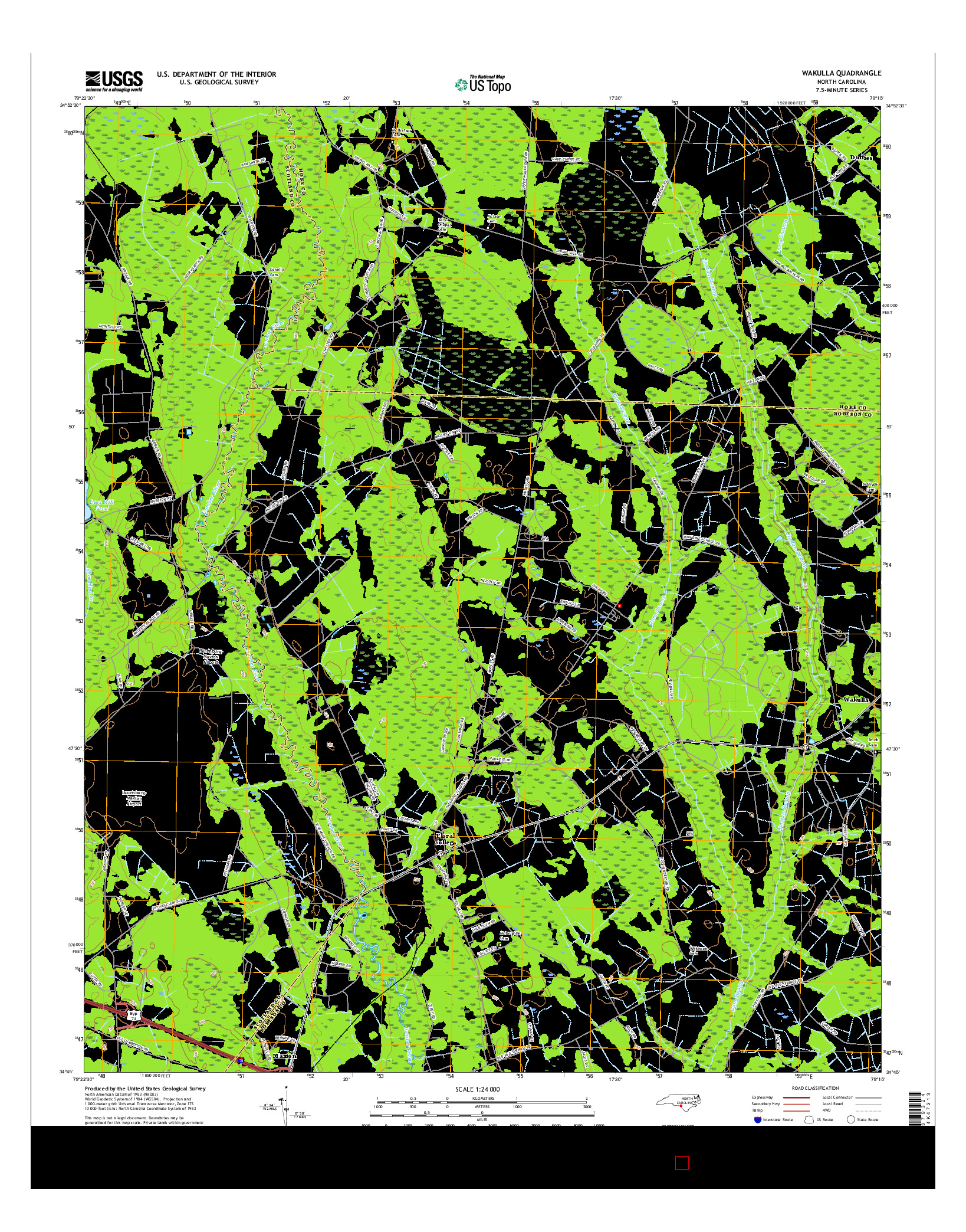 USGS US TOPO 7.5-MINUTE MAP FOR WAKULLA, NC 2016