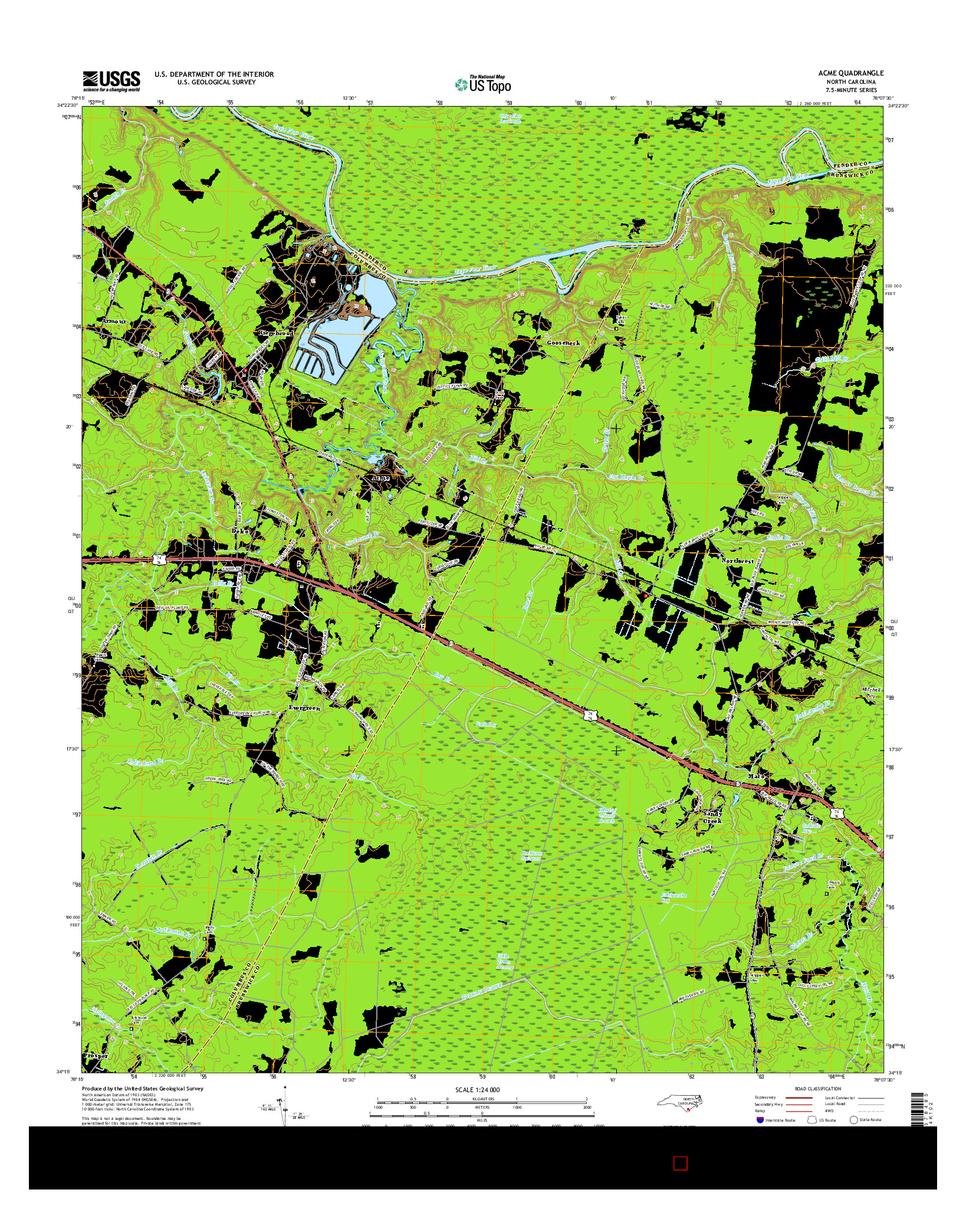 USGS US TOPO 7.5-MINUTE MAP FOR ACME, NC 2016