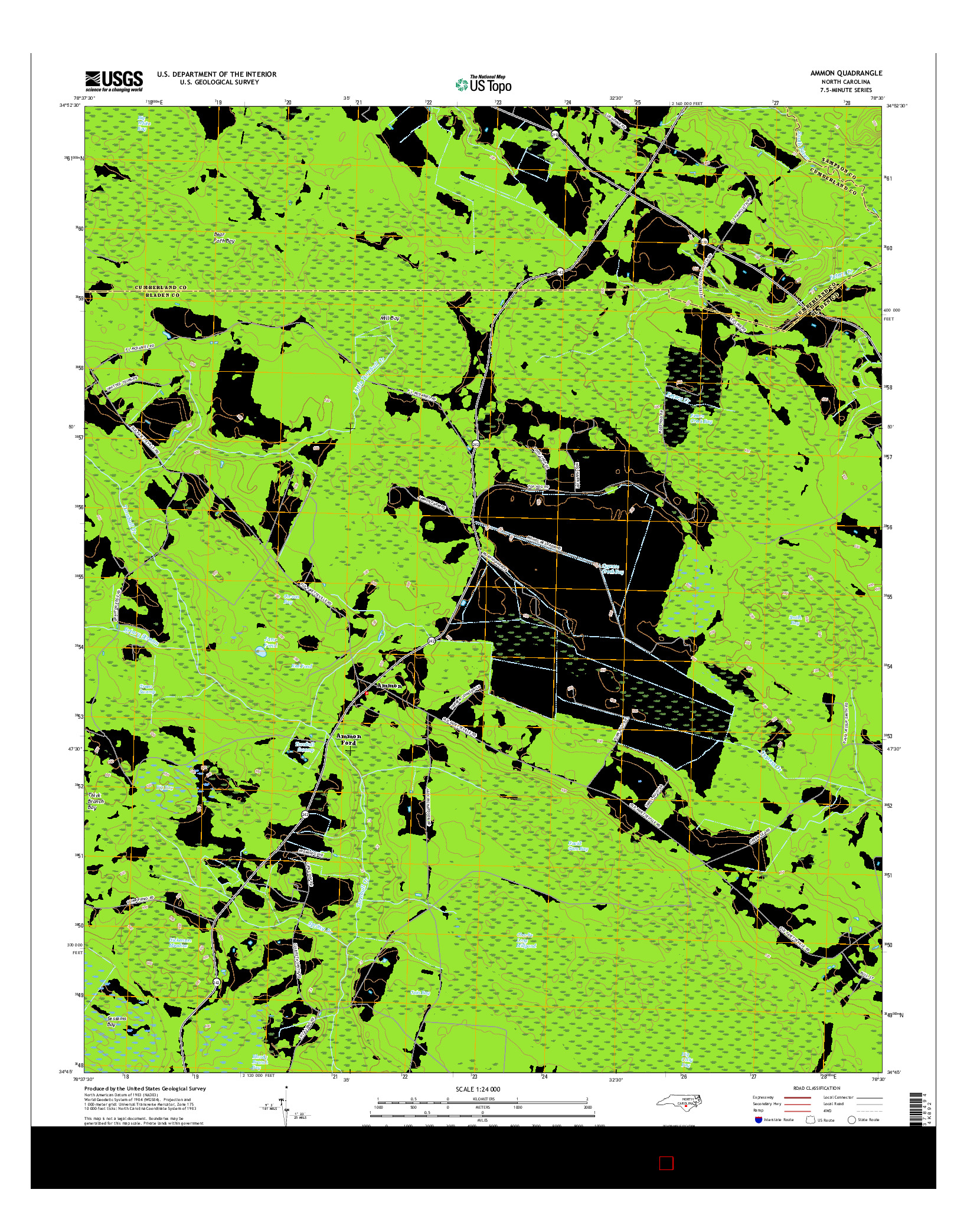 USGS US TOPO 7.5-MINUTE MAP FOR AMMON, NC 2016