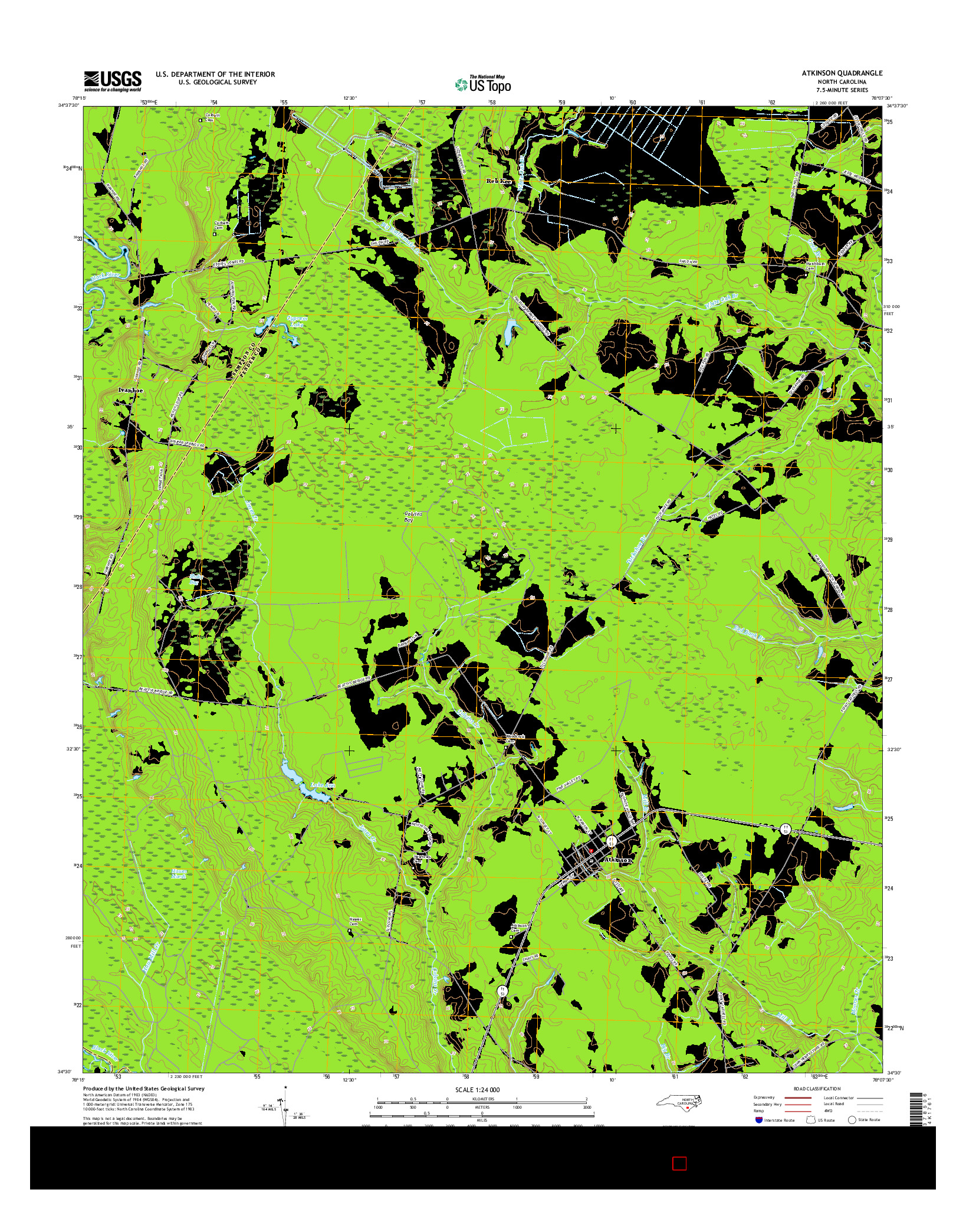 USGS US TOPO 7.5-MINUTE MAP FOR ATKINSON, NC 2016