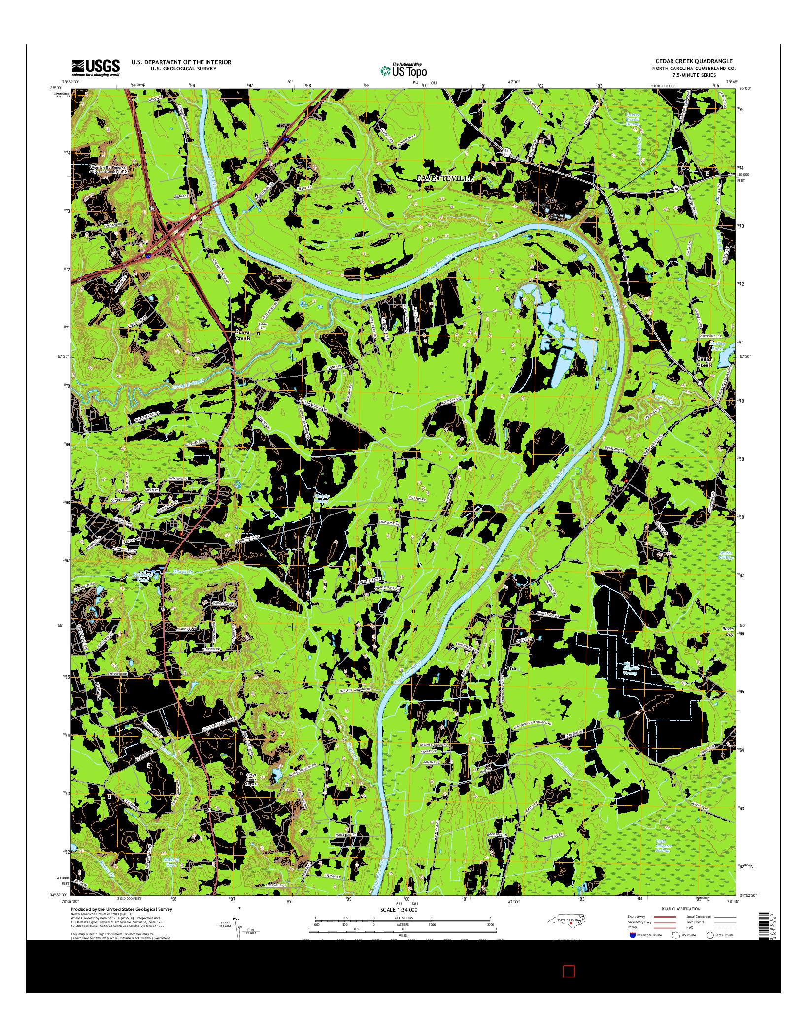 USGS US TOPO 7.5-MINUTE MAP FOR CEDAR CREEK, NC 2016