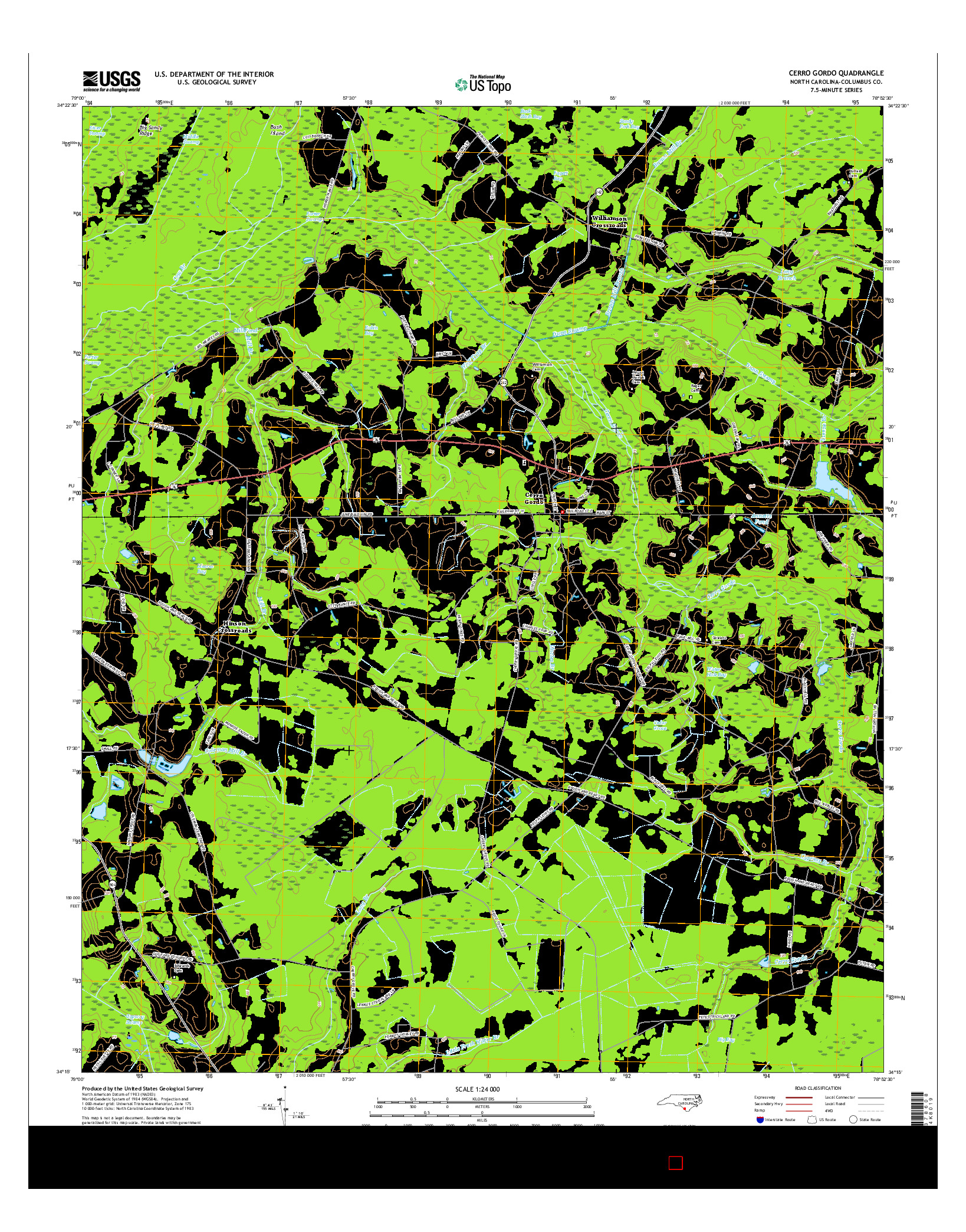 USGS US TOPO 7.5-MINUTE MAP FOR CERRO GORDO, NC 2016