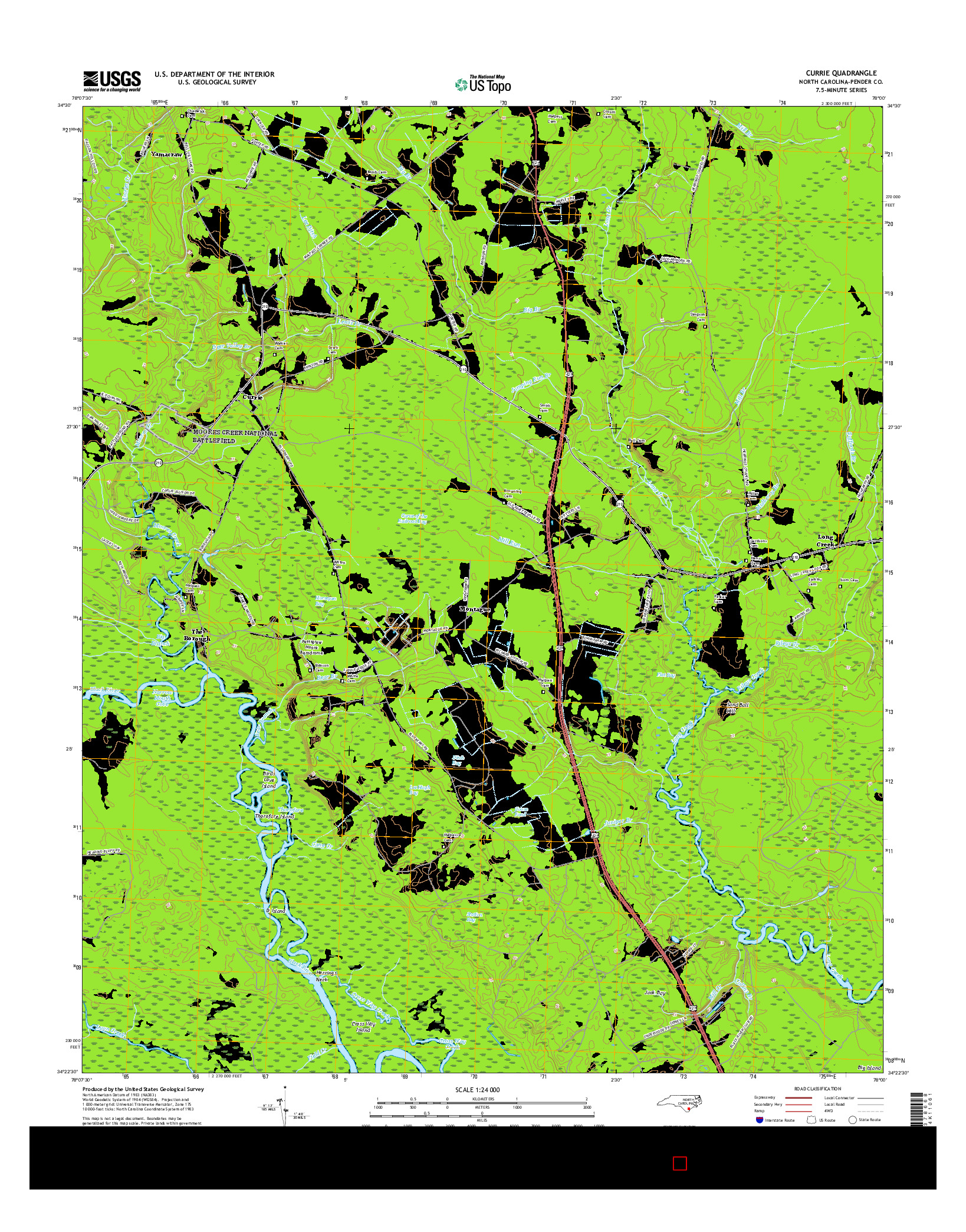 USGS US TOPO 7.5-MINUTE MAP FOR CURRIE, NC 2016