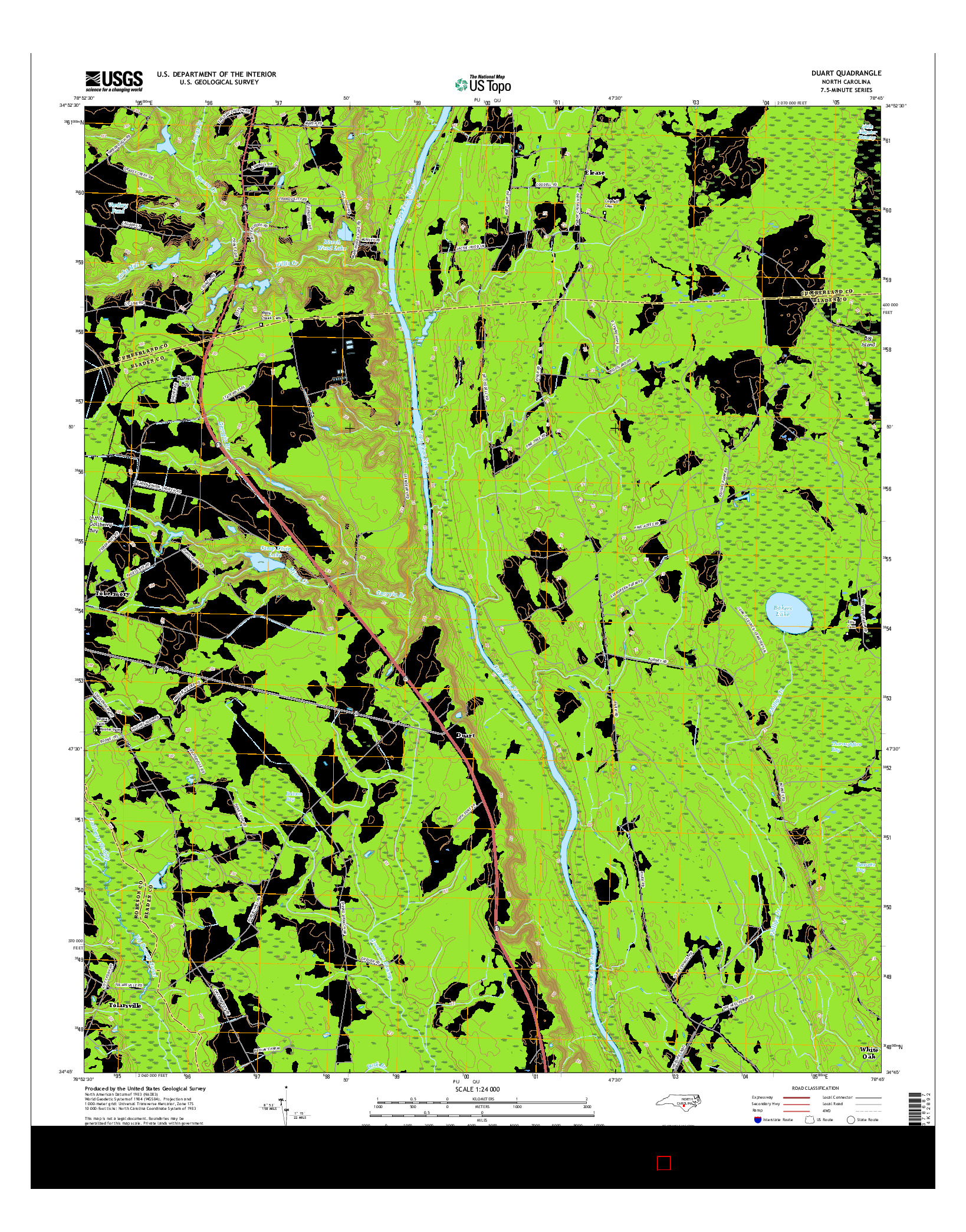 USGS US TOPO 7.5-MINUTE MAP FOR DUART, NC 2016