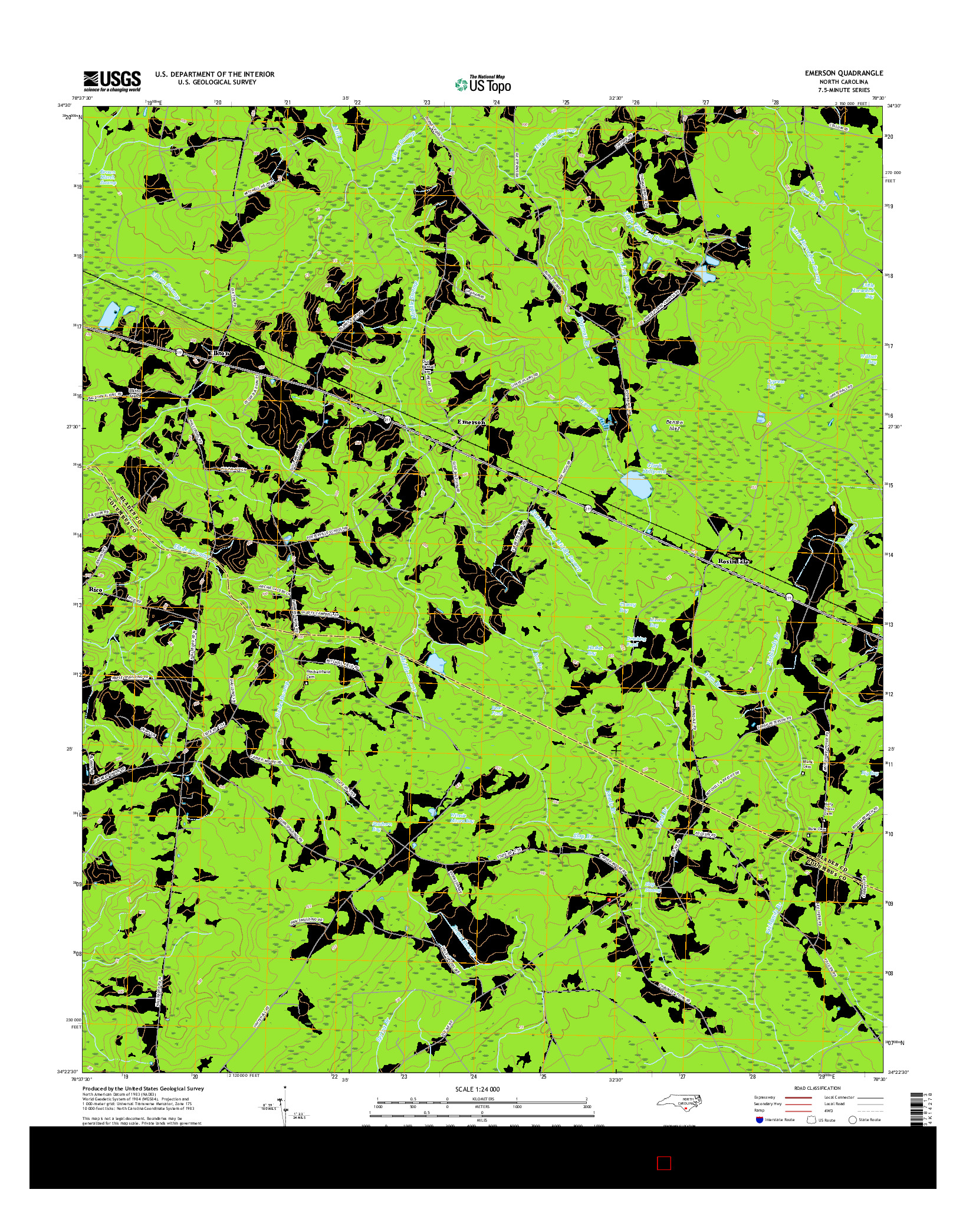 USGS US TOPO 7.5-MINUTE MAP FOR EMERSON, NC 2016