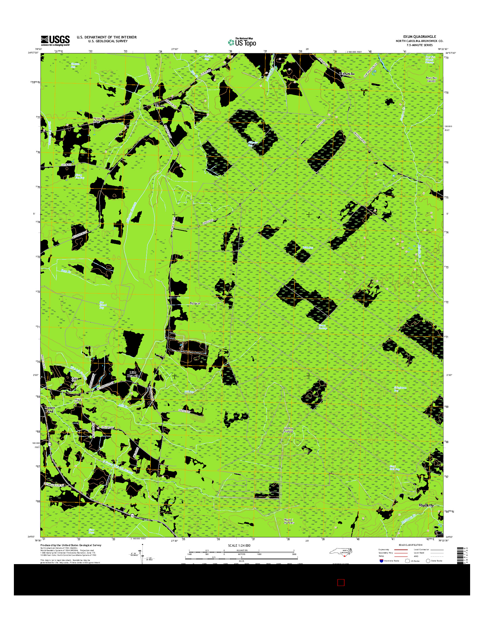 USGS US TOPO 7.5-MINUTE MAP FOR EXUM, NC 2016